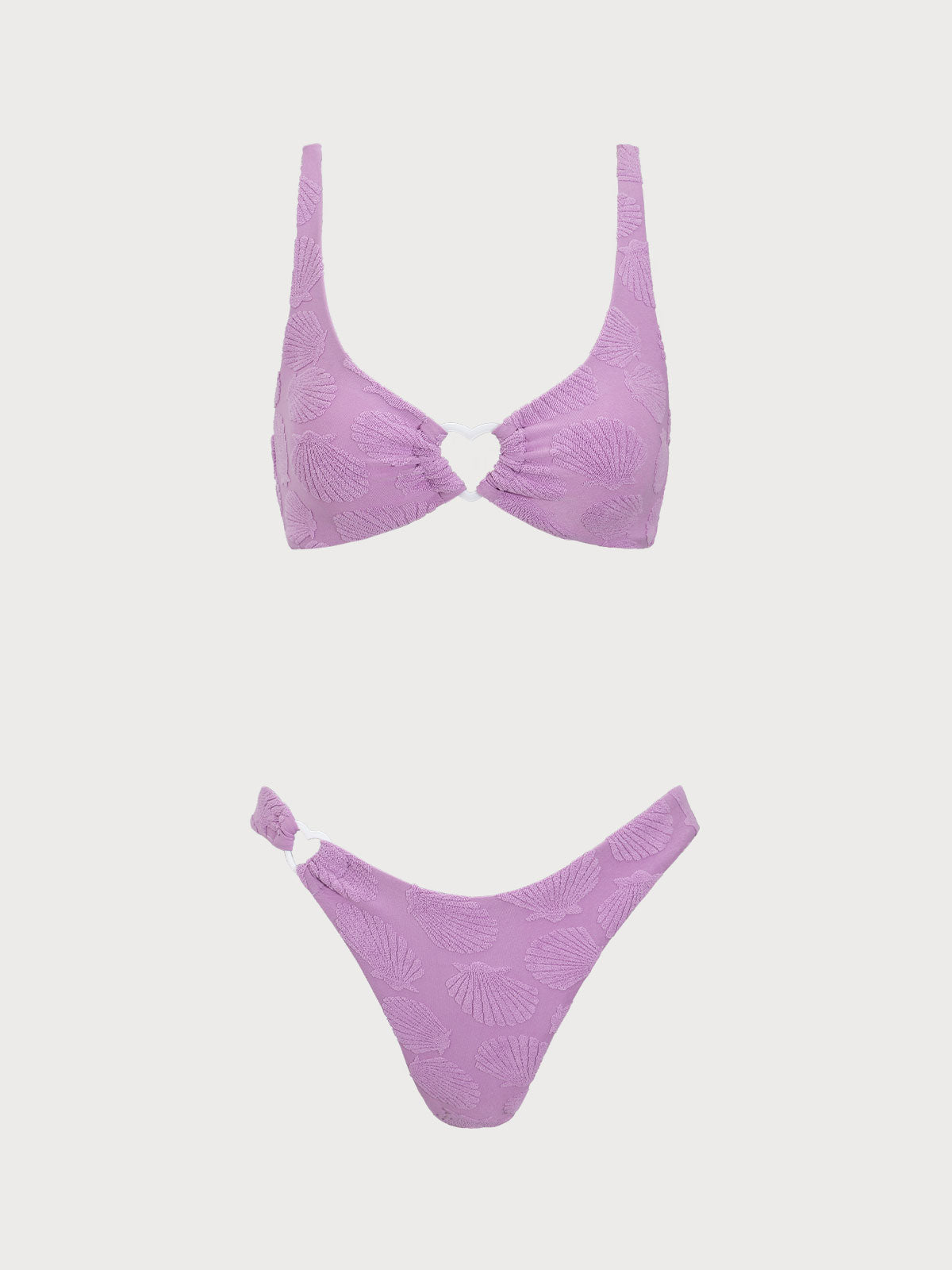 Purple Jacquard O-Ring Bikini Set