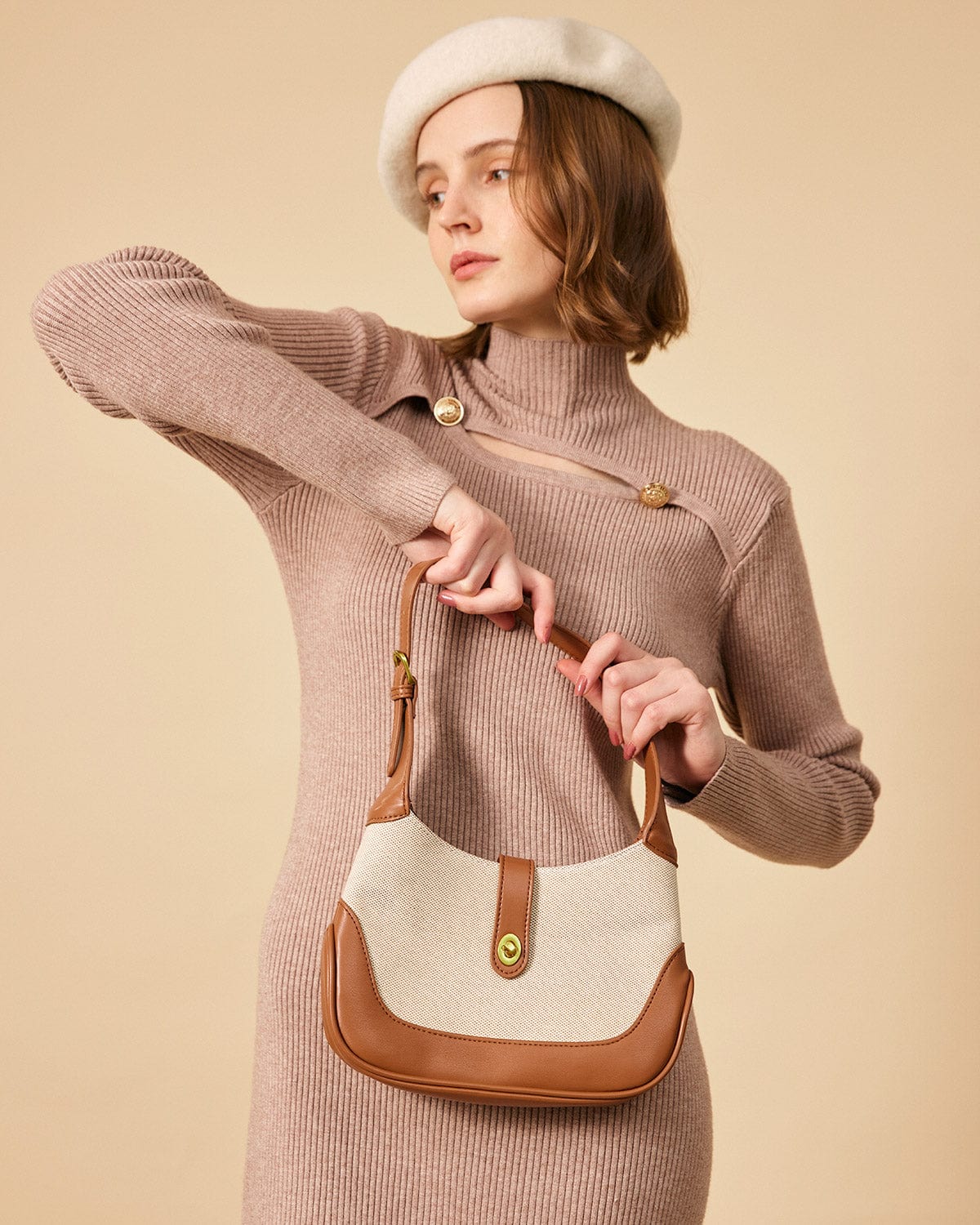 The Color Block Twist Lock Hobo Bag