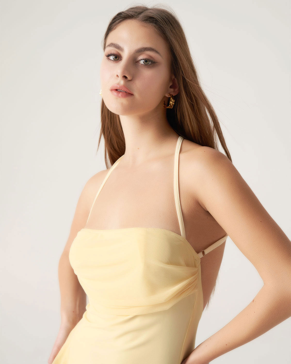 Yellow Backless Slip Maxi Dress