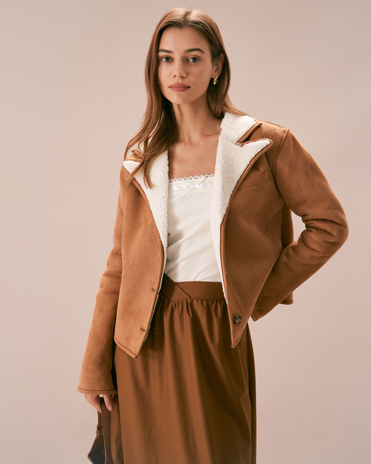 The Brown Lapel Single Breasted Suede Jacket