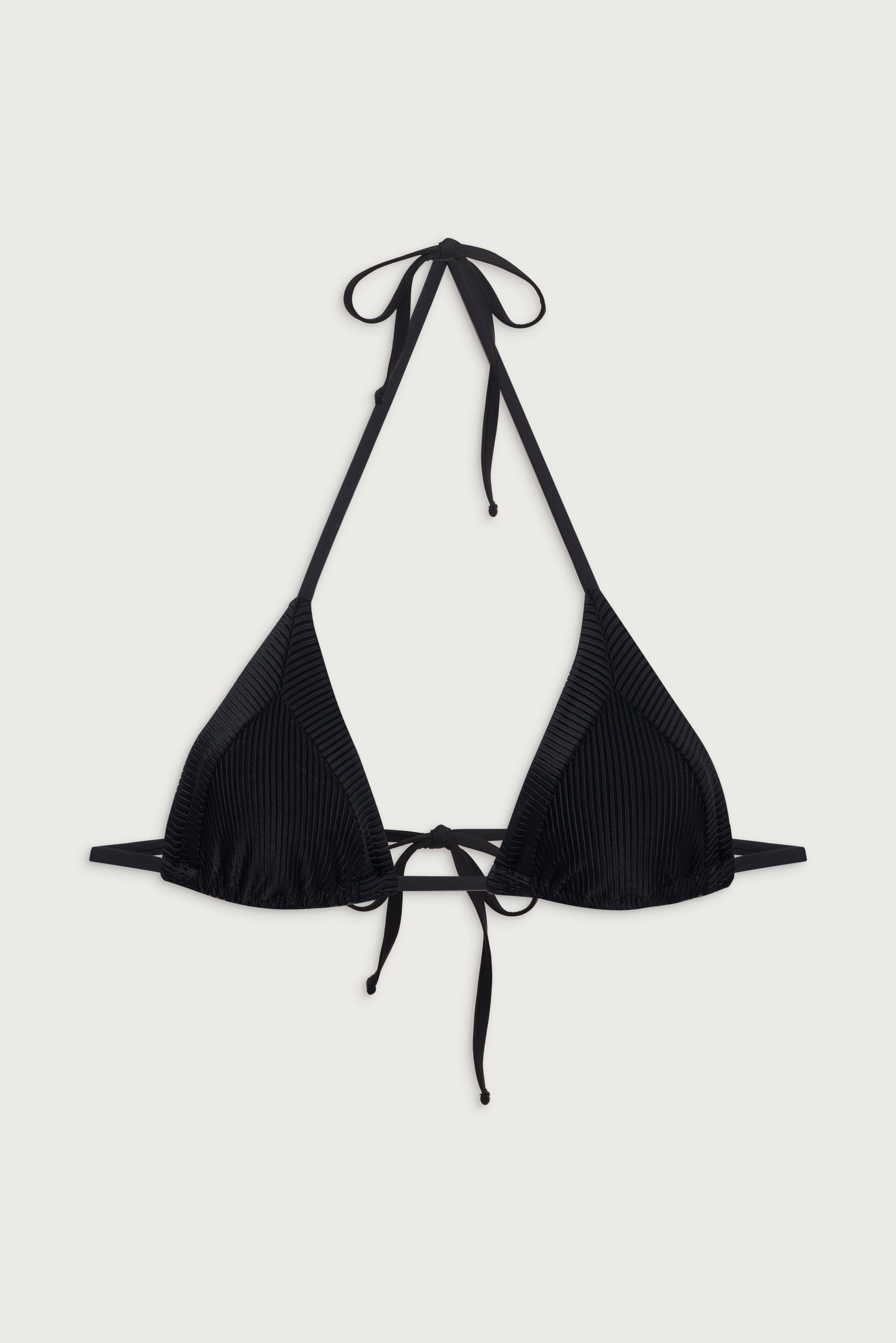 Sky Ribbed Triangle Bikini Top - Black