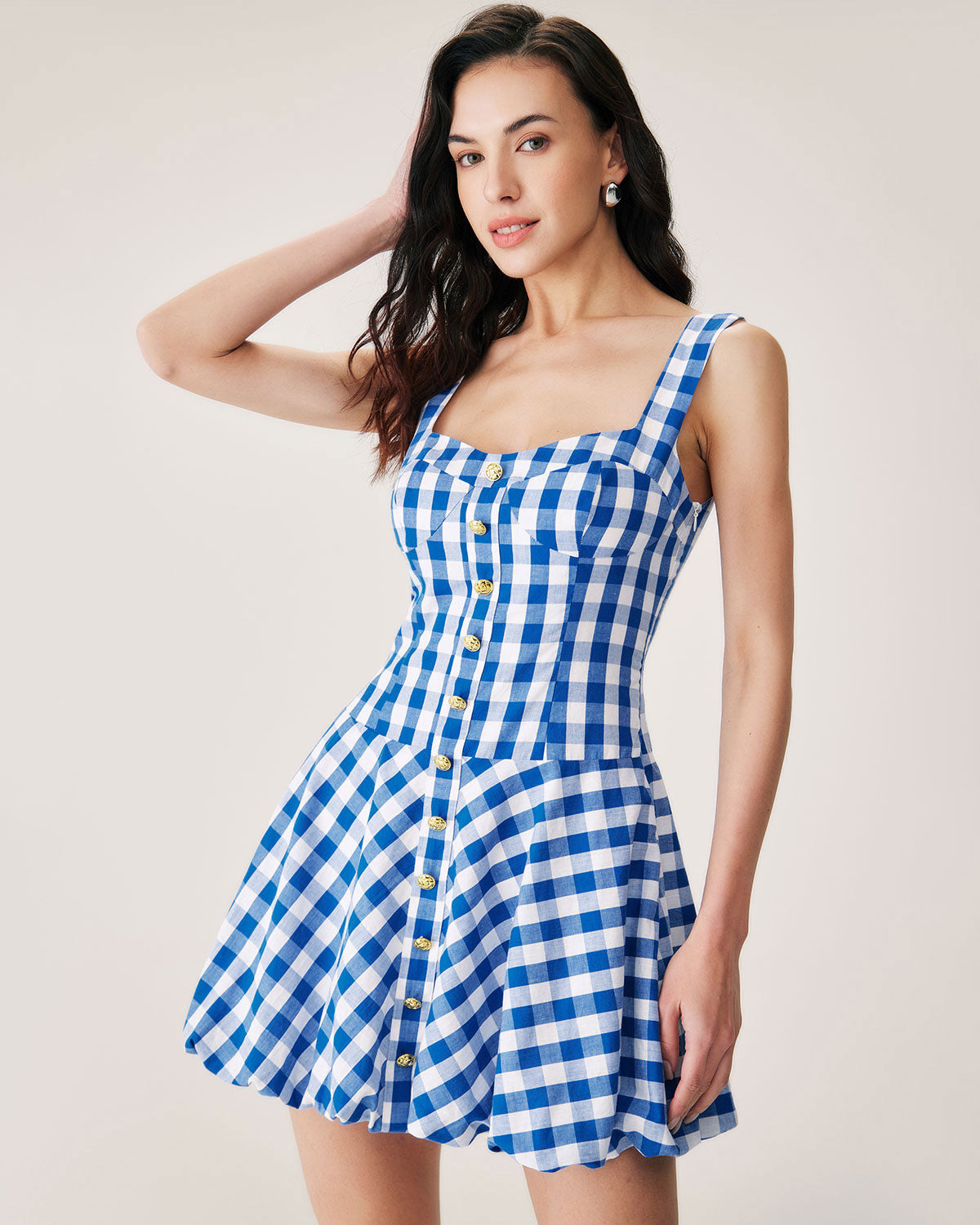 Blue Plaid Slip Mini Dress