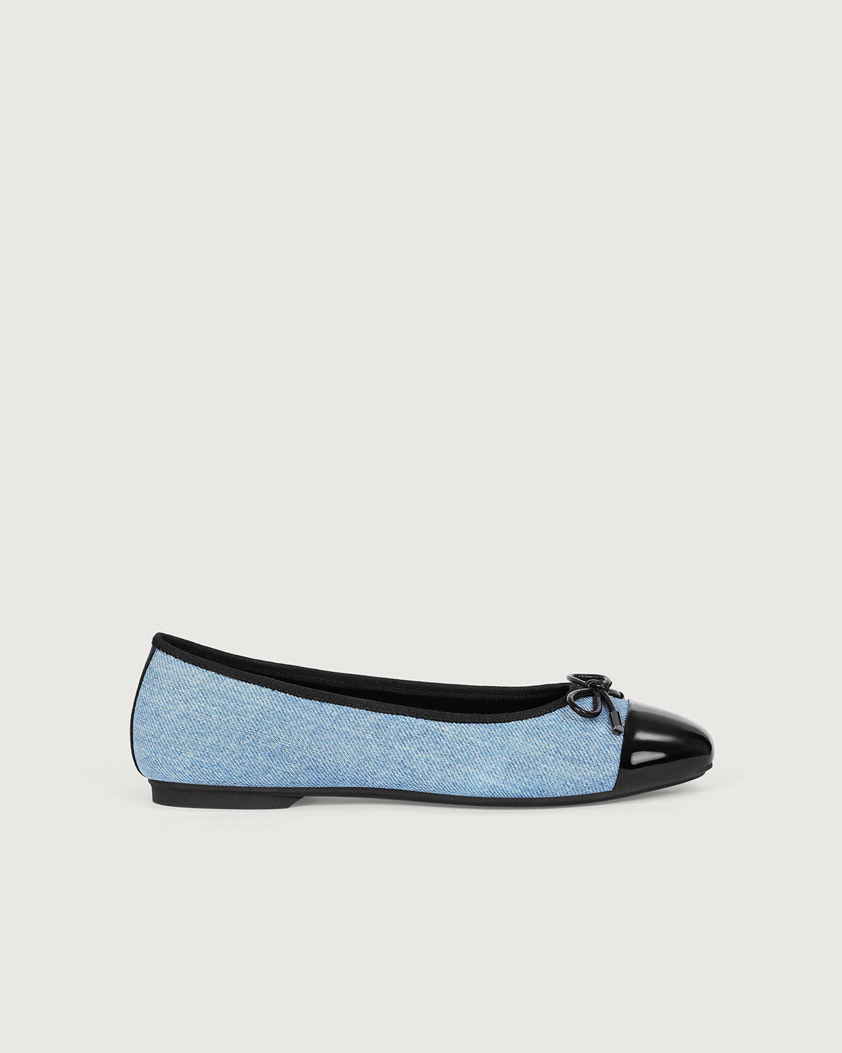 Enfiis Light Blue Washed Denim Cross-head Ballet Flats.