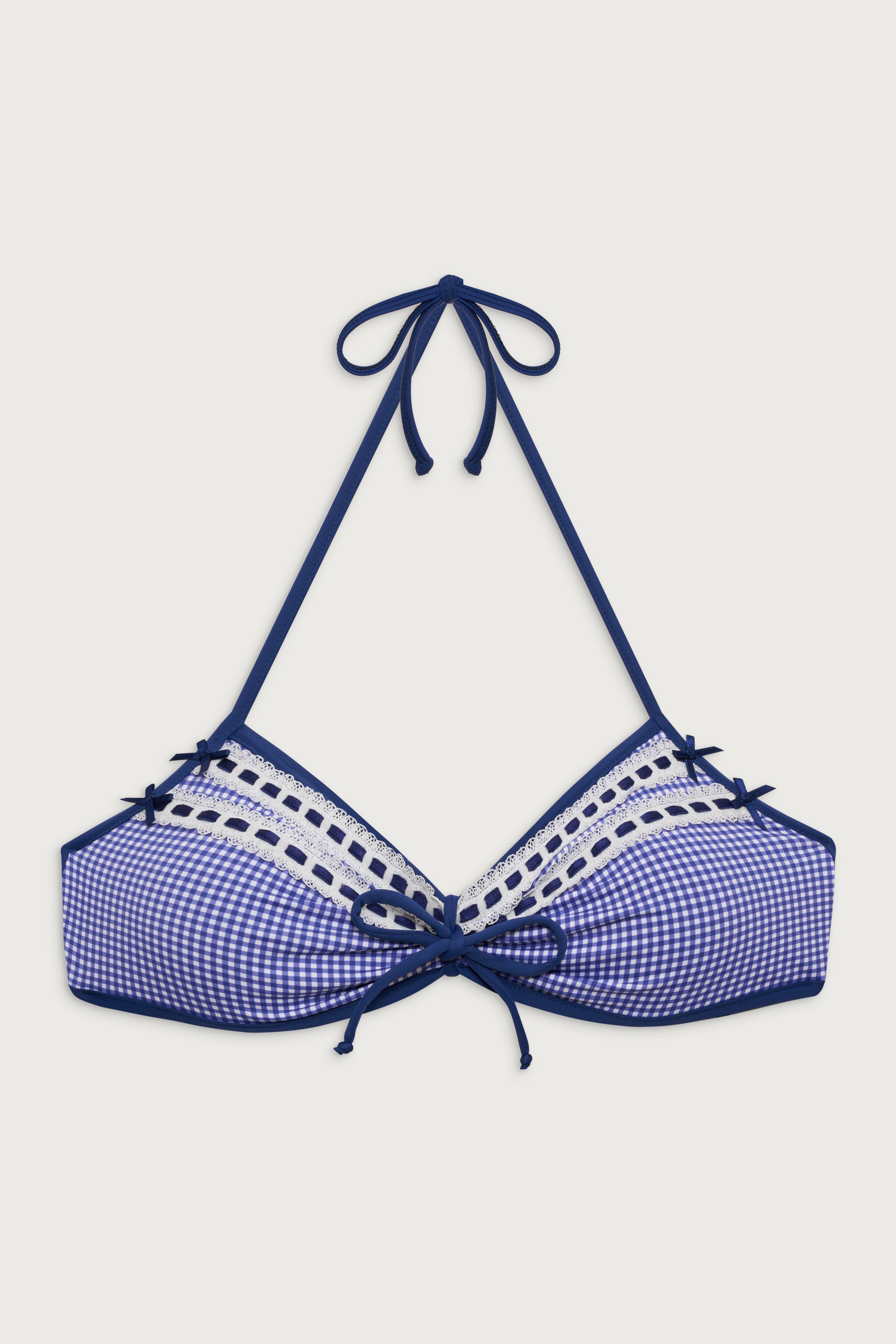 Jessup Triangle Halter Bikini Top - Sailor Gingham