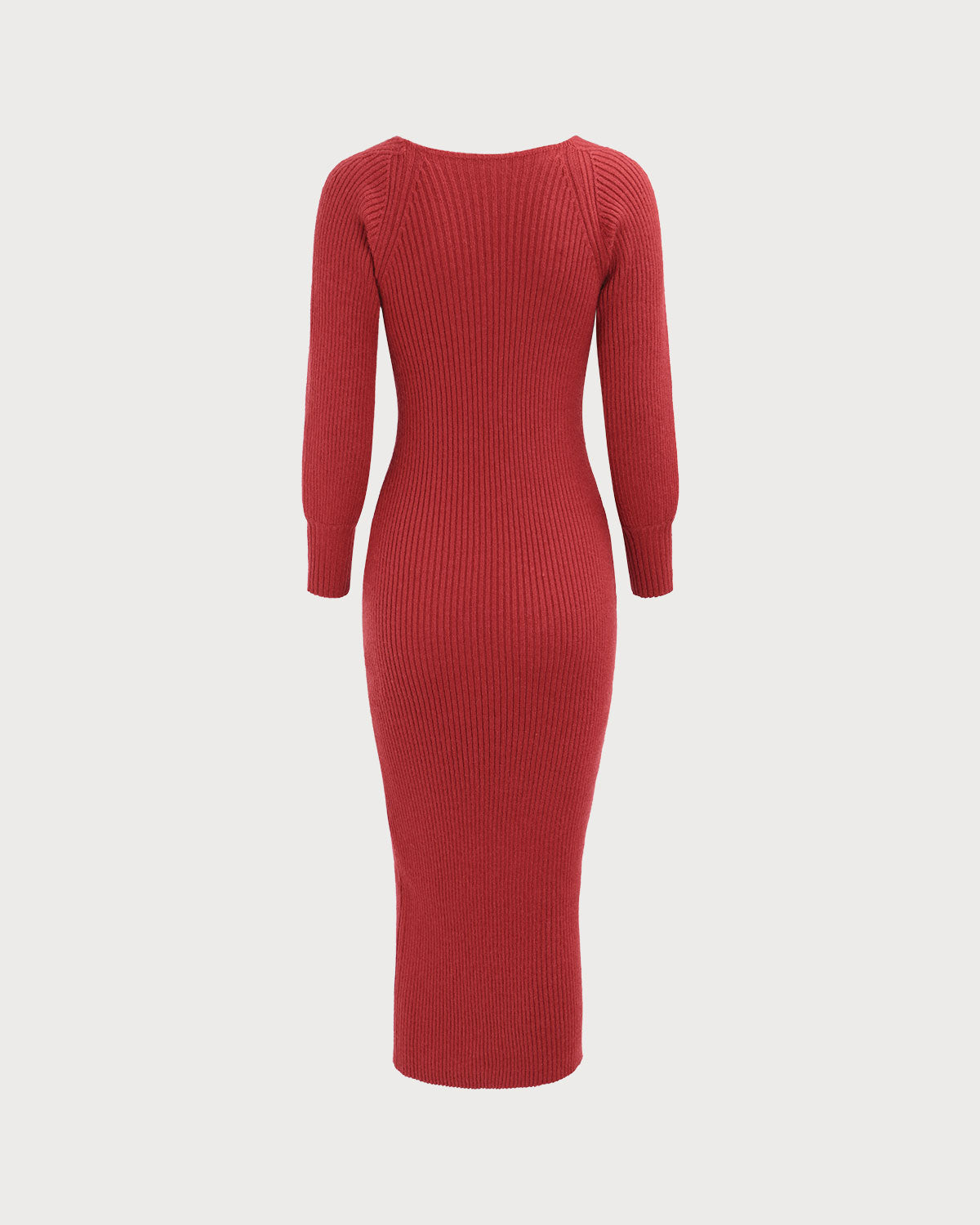 Women's Red Ribbed Knit Bodycon Sweater Dress