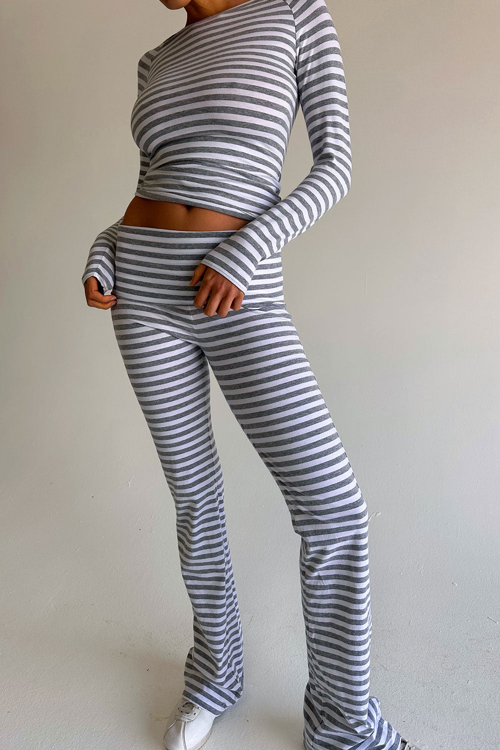 Avenue Cotton Flare Legging - Hazy Stripe