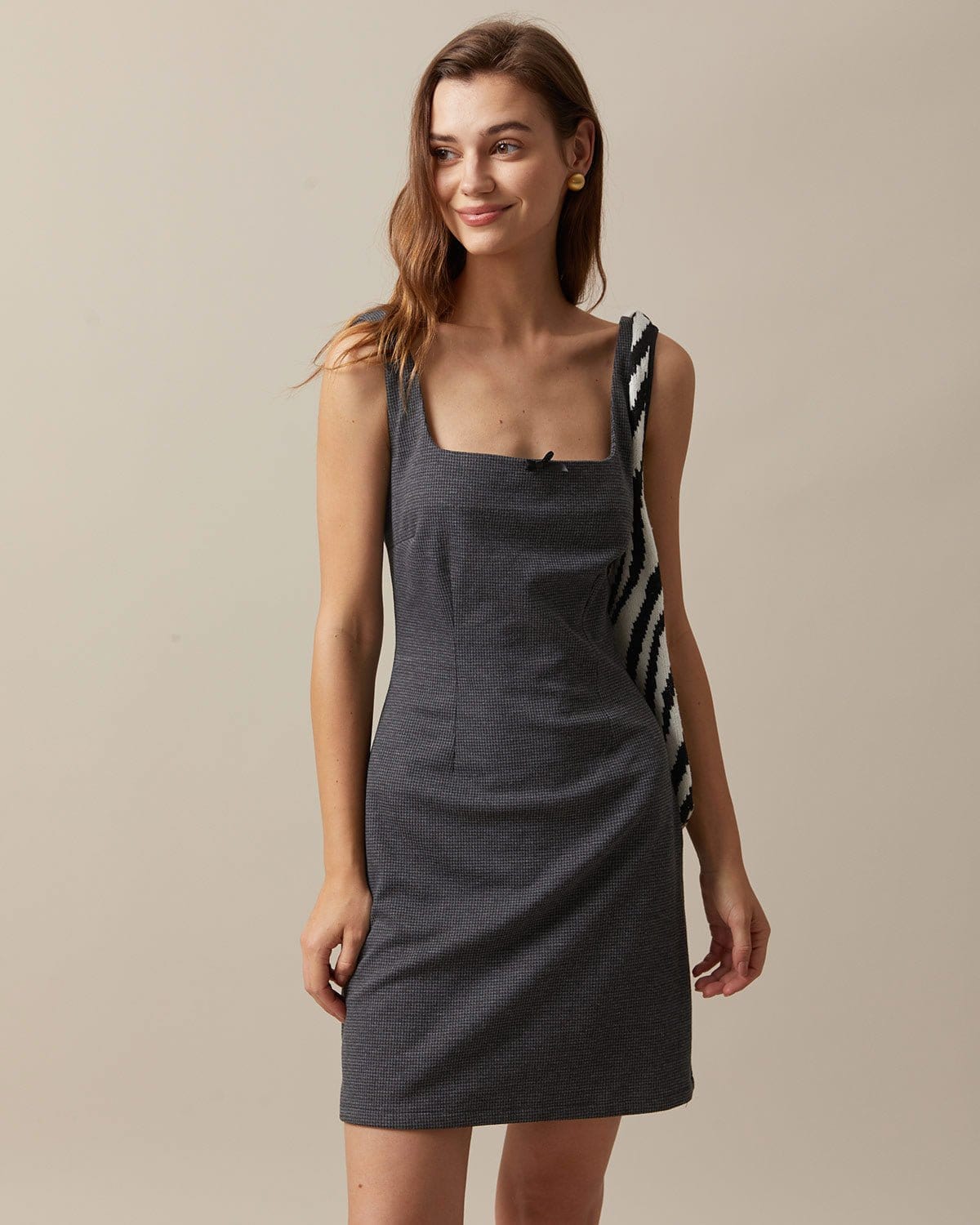 The Black Square Neck Sleeveless Mini Dress