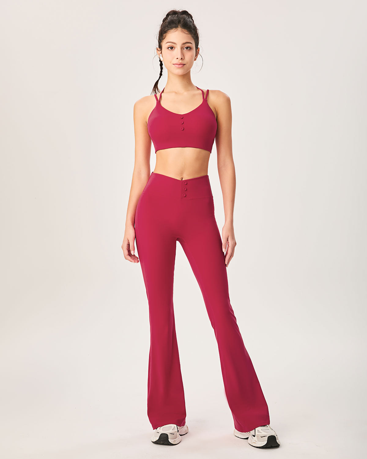 Red High Waisted Sleek Leggings