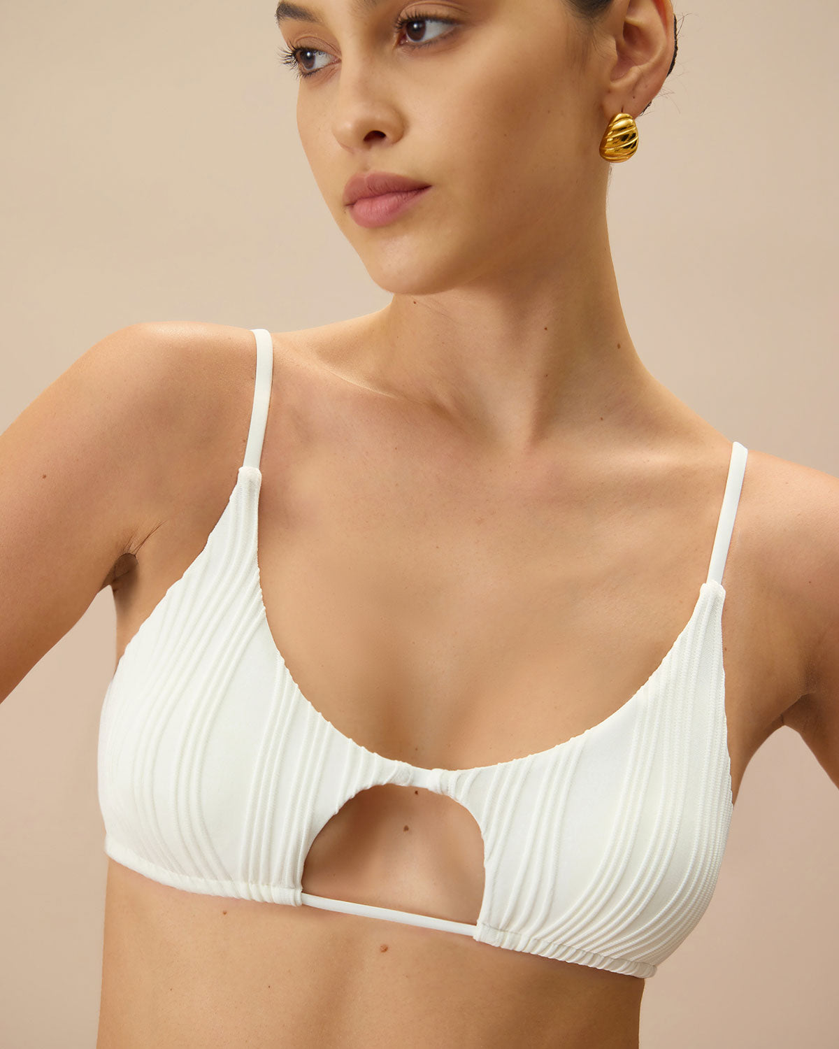 The White Water Ripple Cut-Out Bikini Top