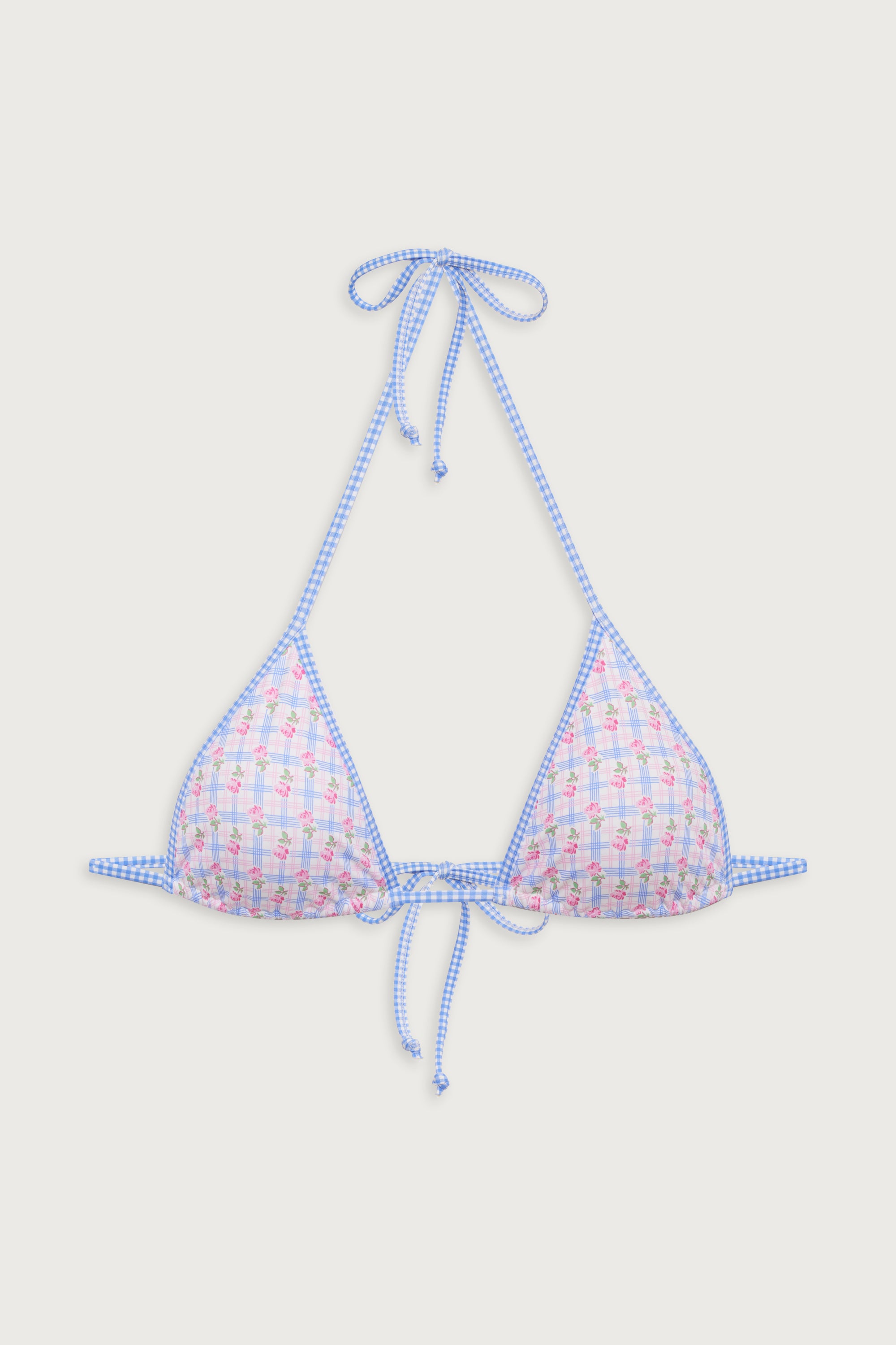 Nick Plaid Triangle Bikini Top - Rose Picnic