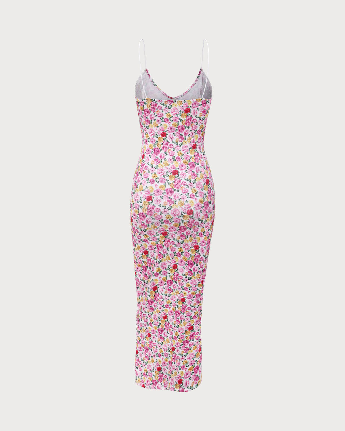 Pink Floral Bodycon Slip Maxi Dress