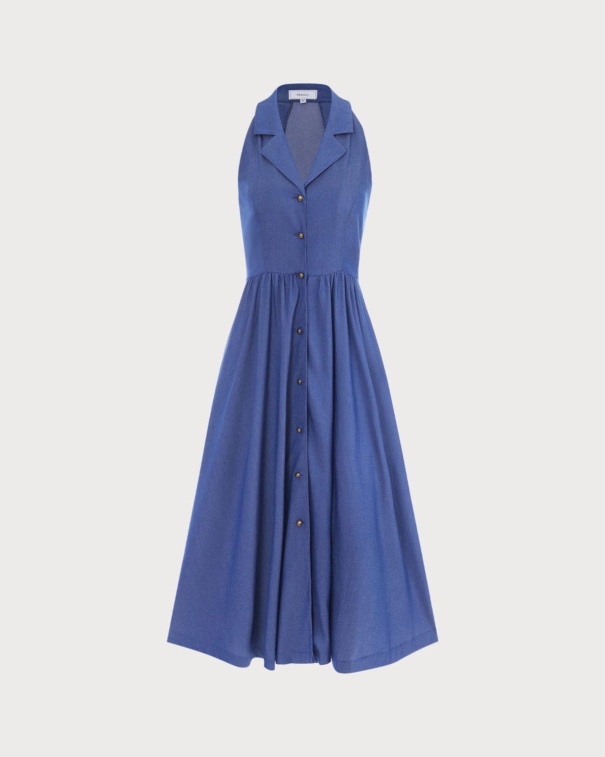 The Blue Lapel Tunic Sleeveless Midi Dress