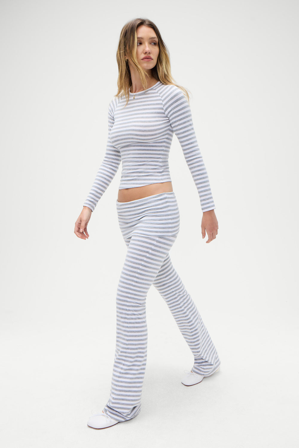 Avenue Cotton Flare Legging - Hazy Stripe