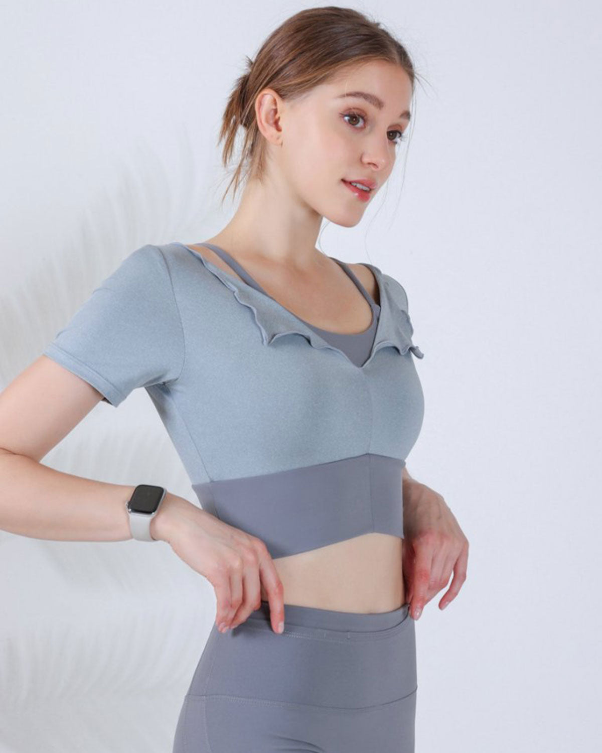 Grey Short Sleeve Top - Light Support