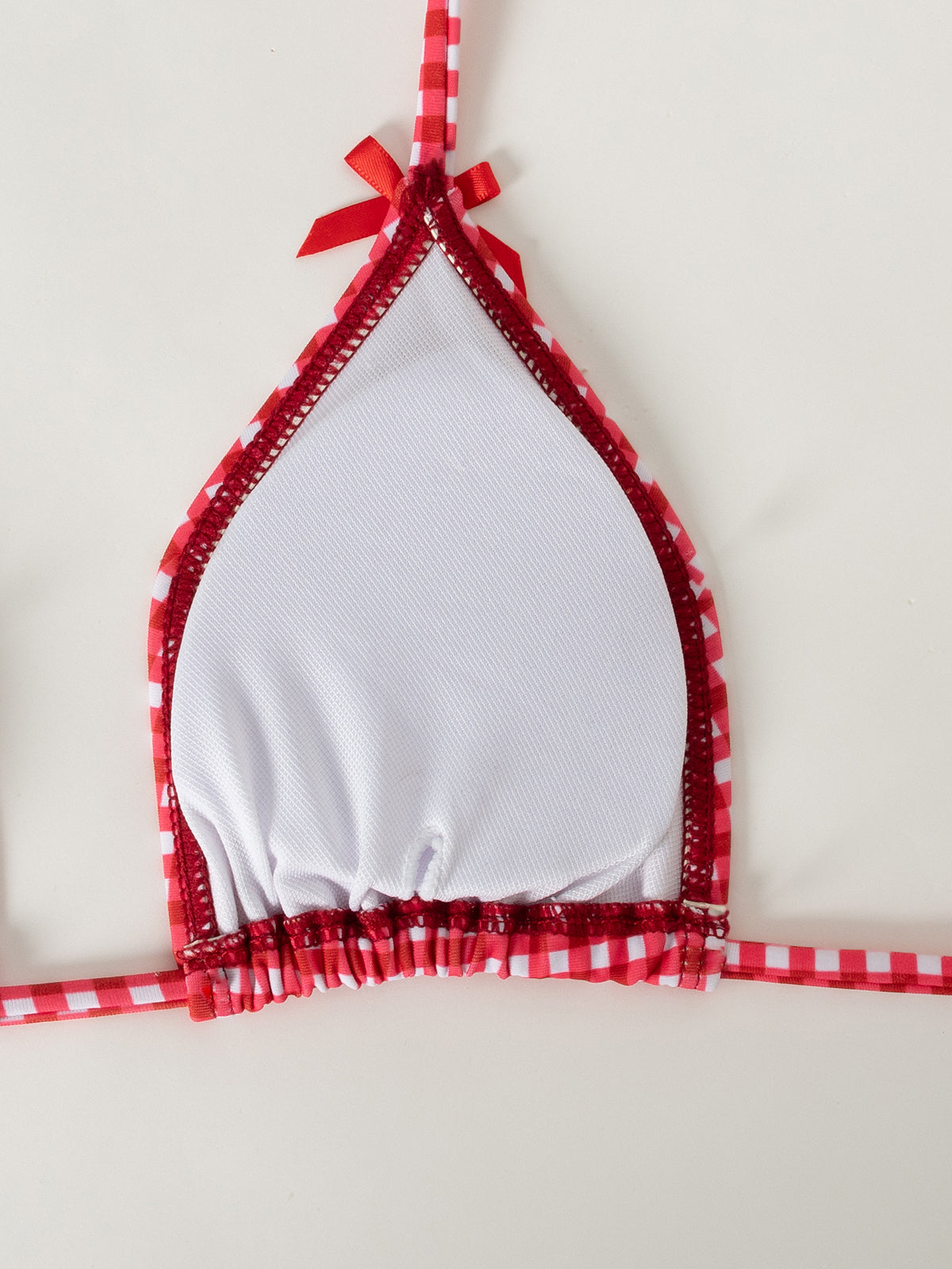 Red Plaid knot Bikini Set