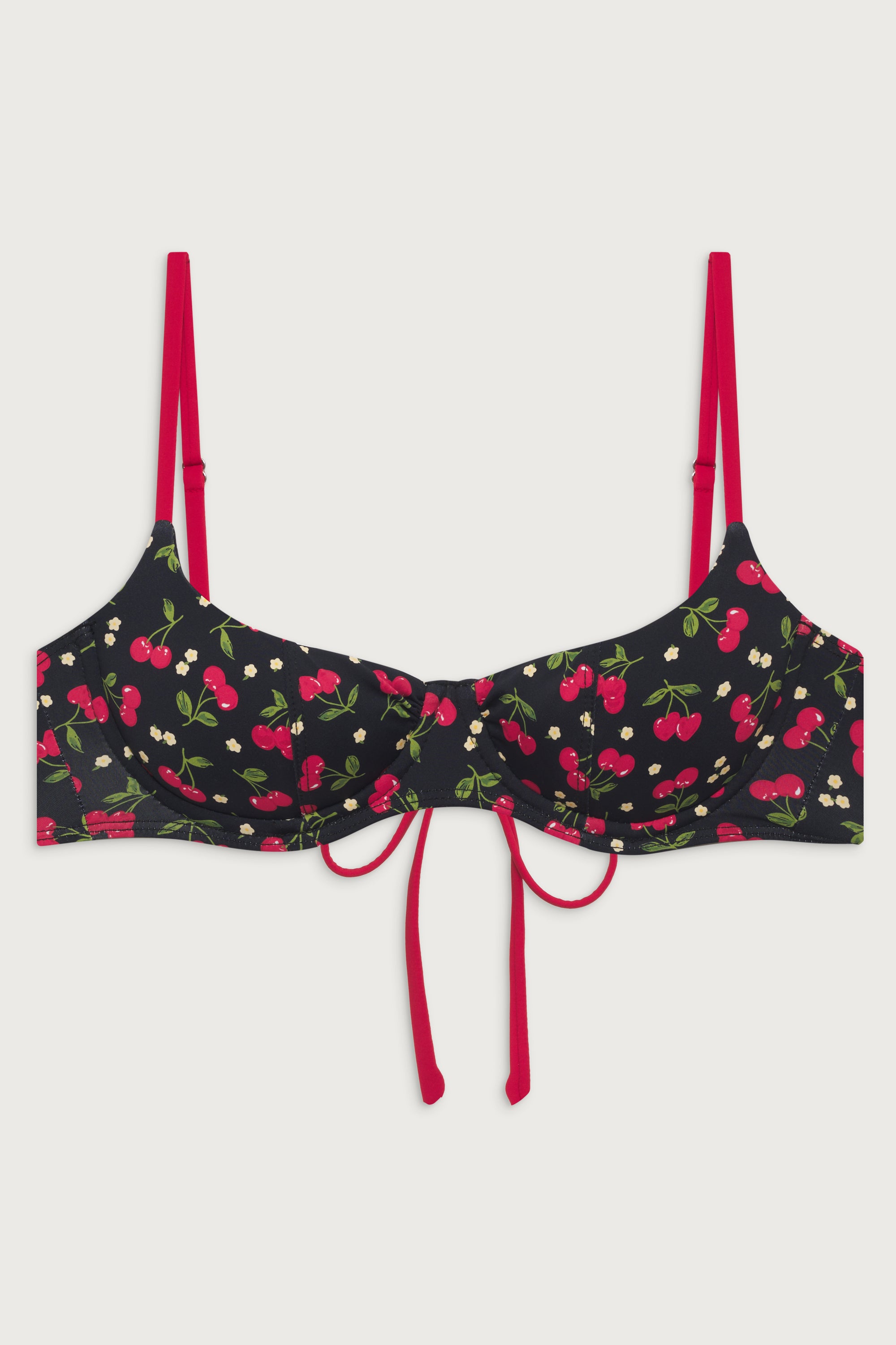 Cola Underwire Balconette Bikini Top - Cherry Hearts