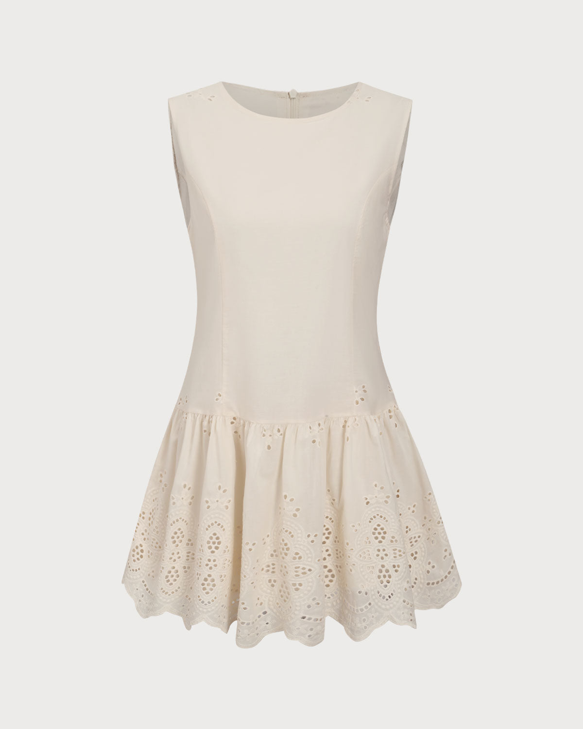 Apricot Embroidery Sleeveless Mini Dress