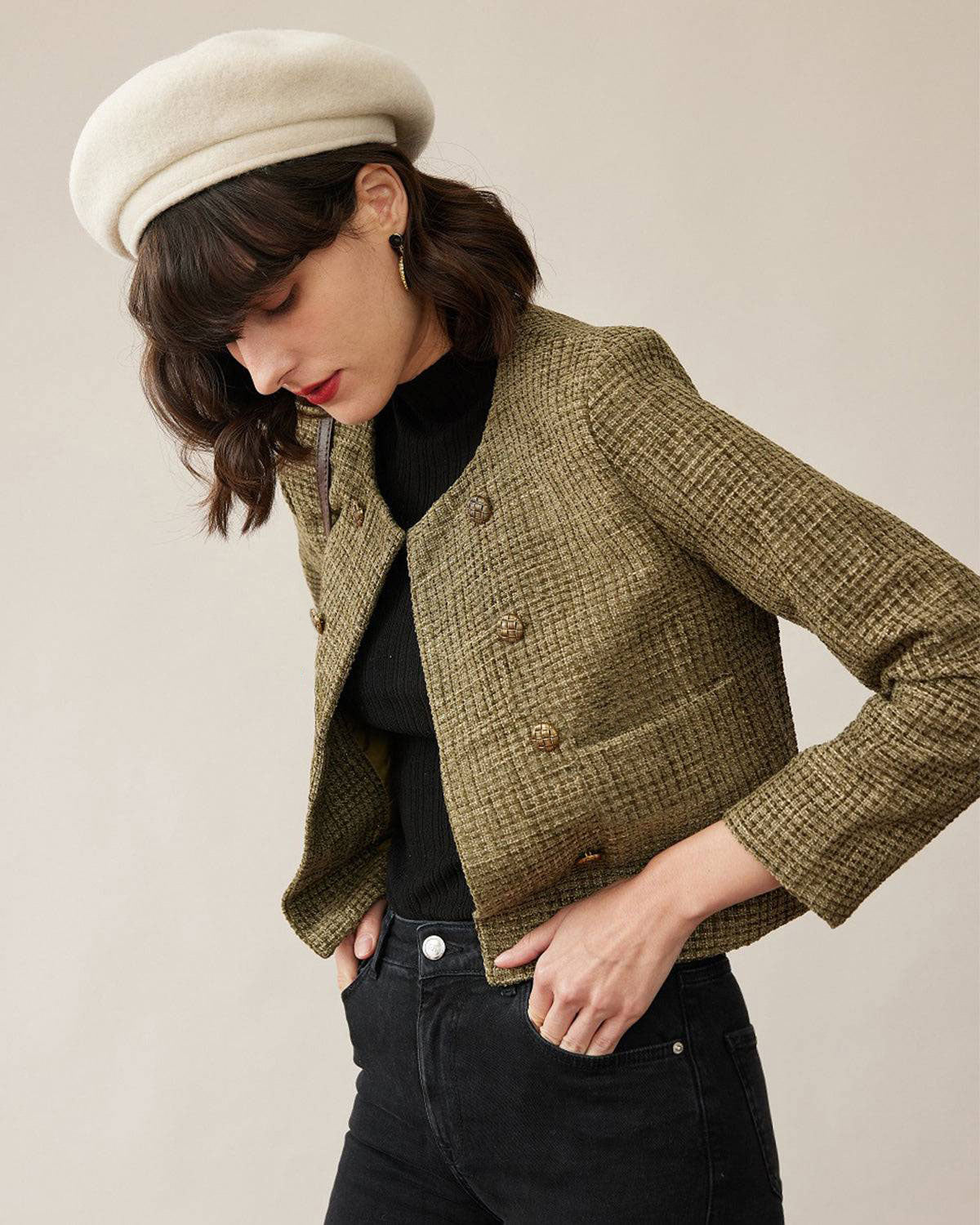 The Vintage Solid Tweed Coat