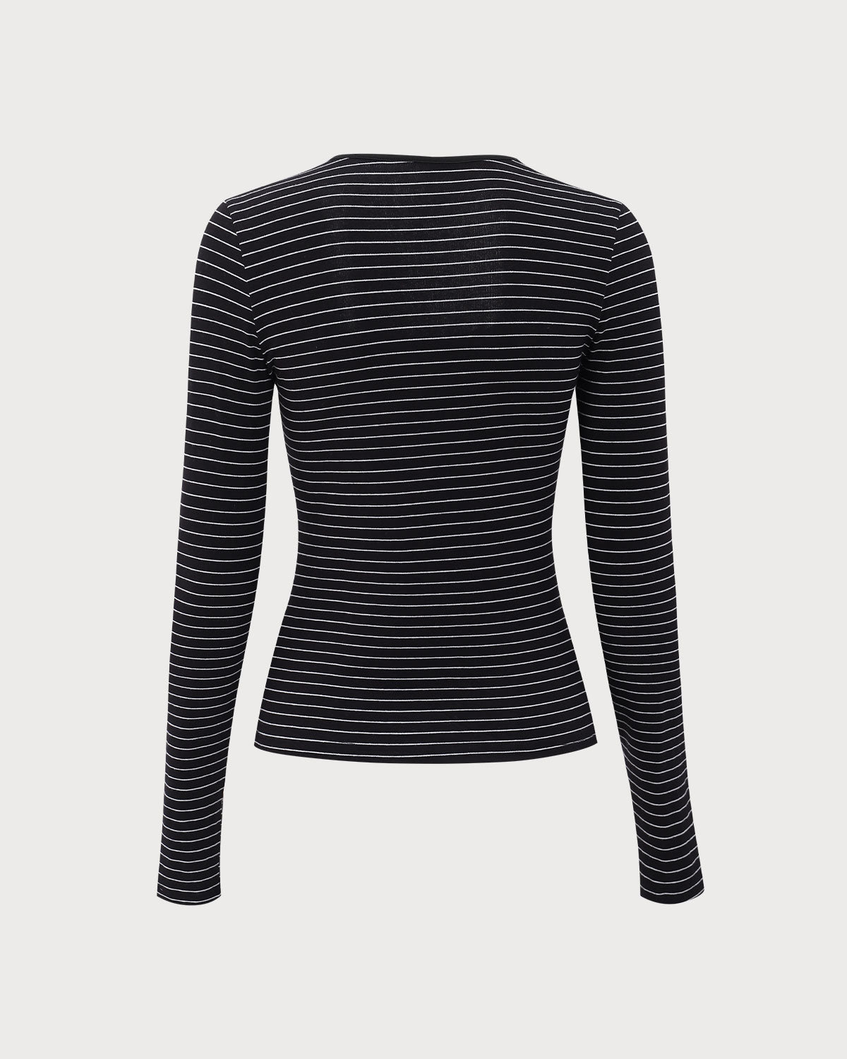 Black Square Neck Striped Knit Tee