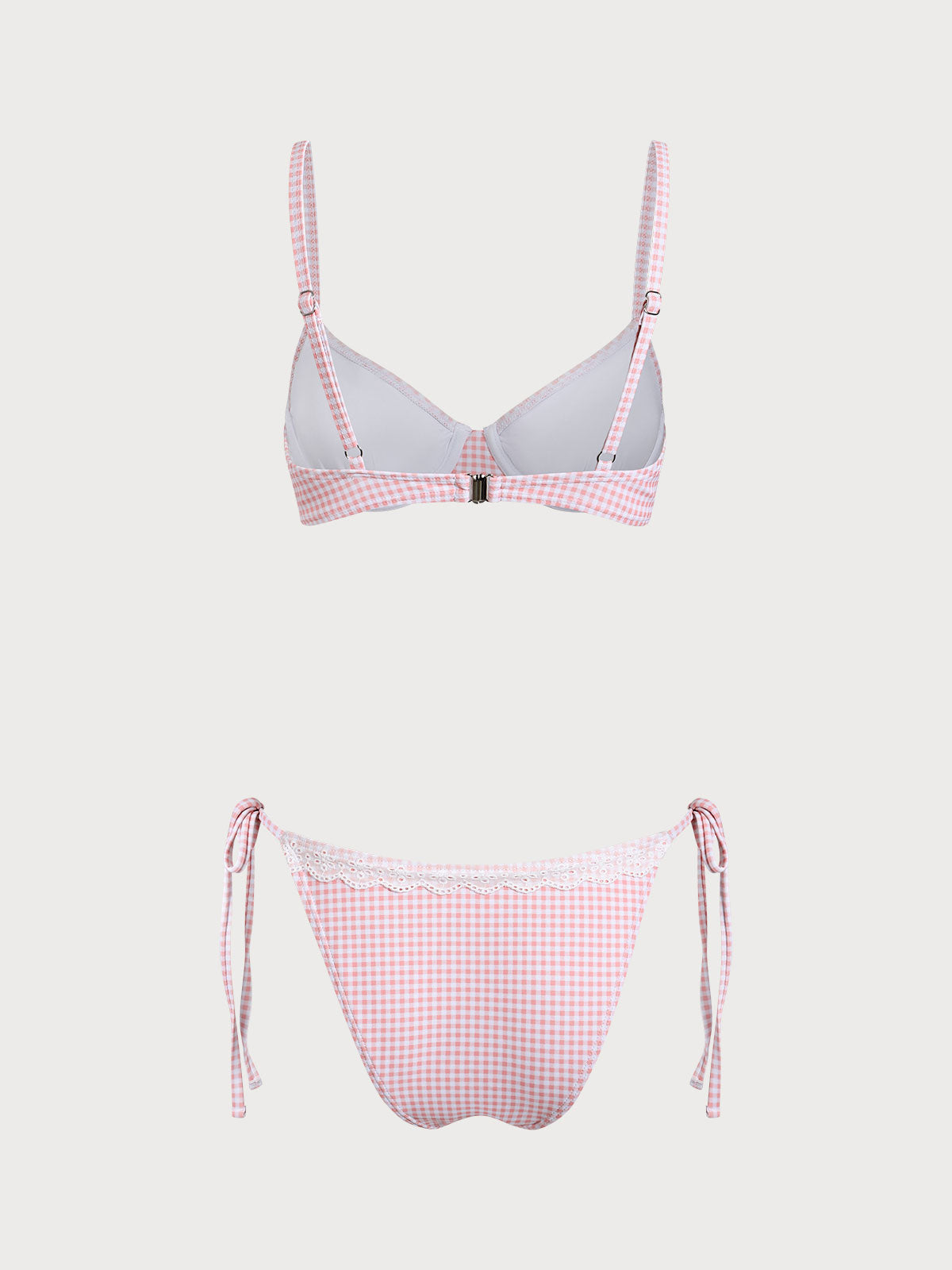 Pink Plaid Underwire Bikini Set