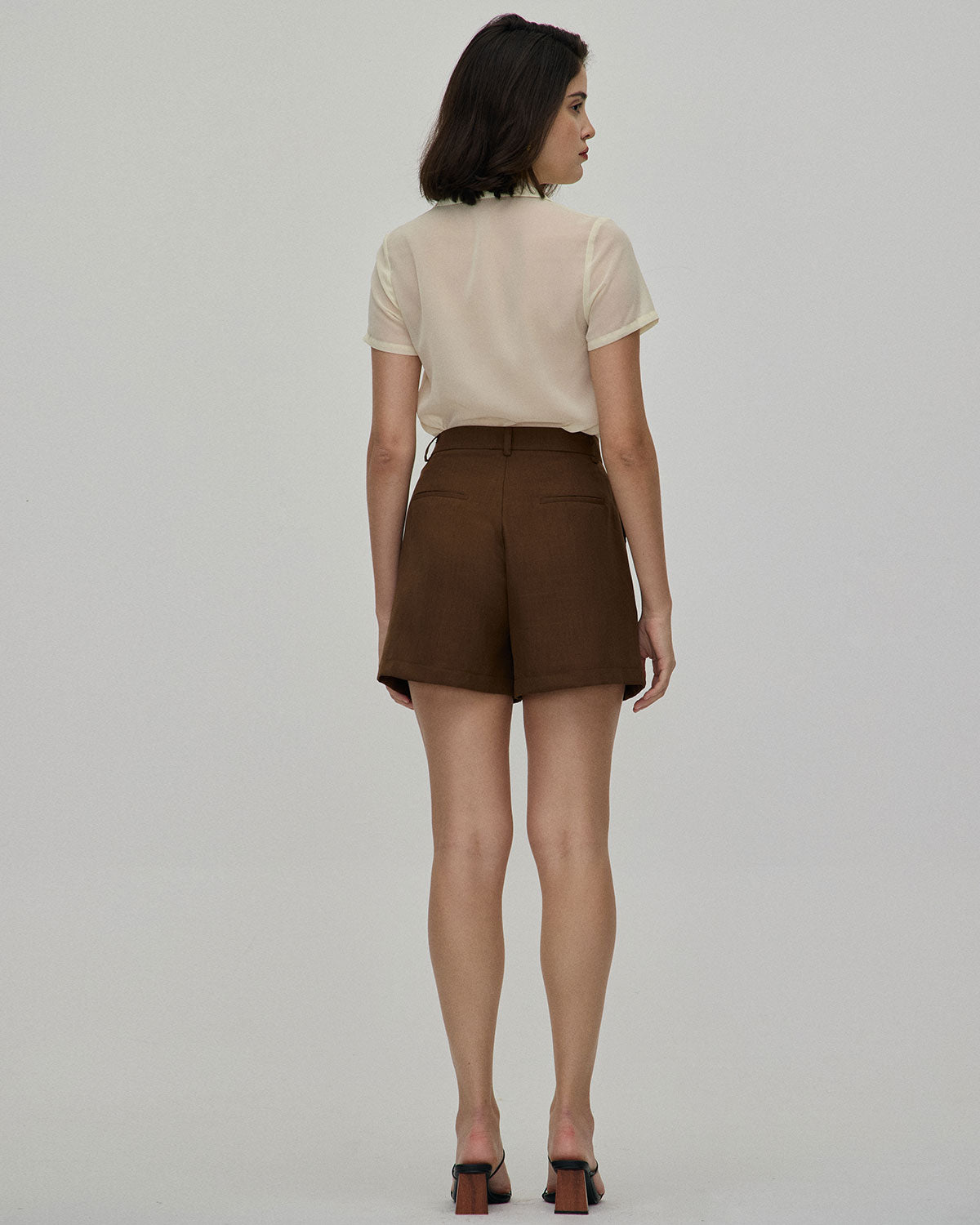 The Coffee Pleated High-Waisted Wide Leg Shorts