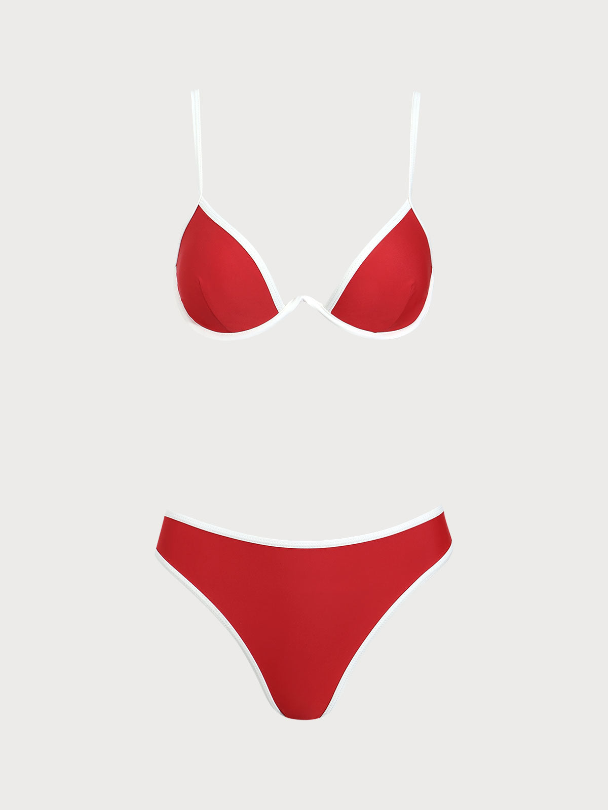 Red Contrast Underwire Bikini Set