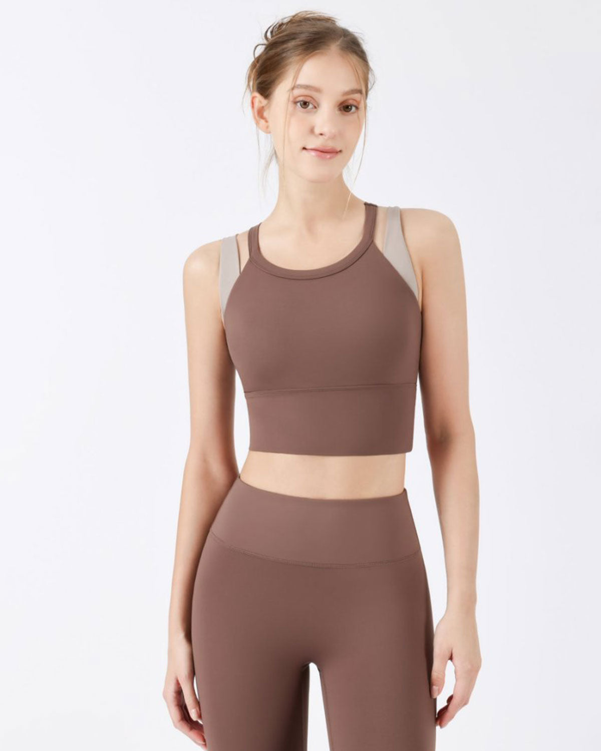 Coffee X-Cross Yoga Camis - Light Support