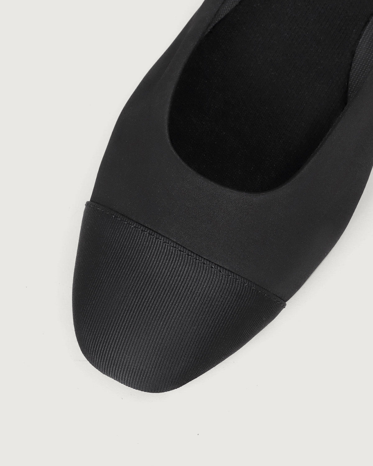 Enfiis Black Satin Square Toe Ballet Flats