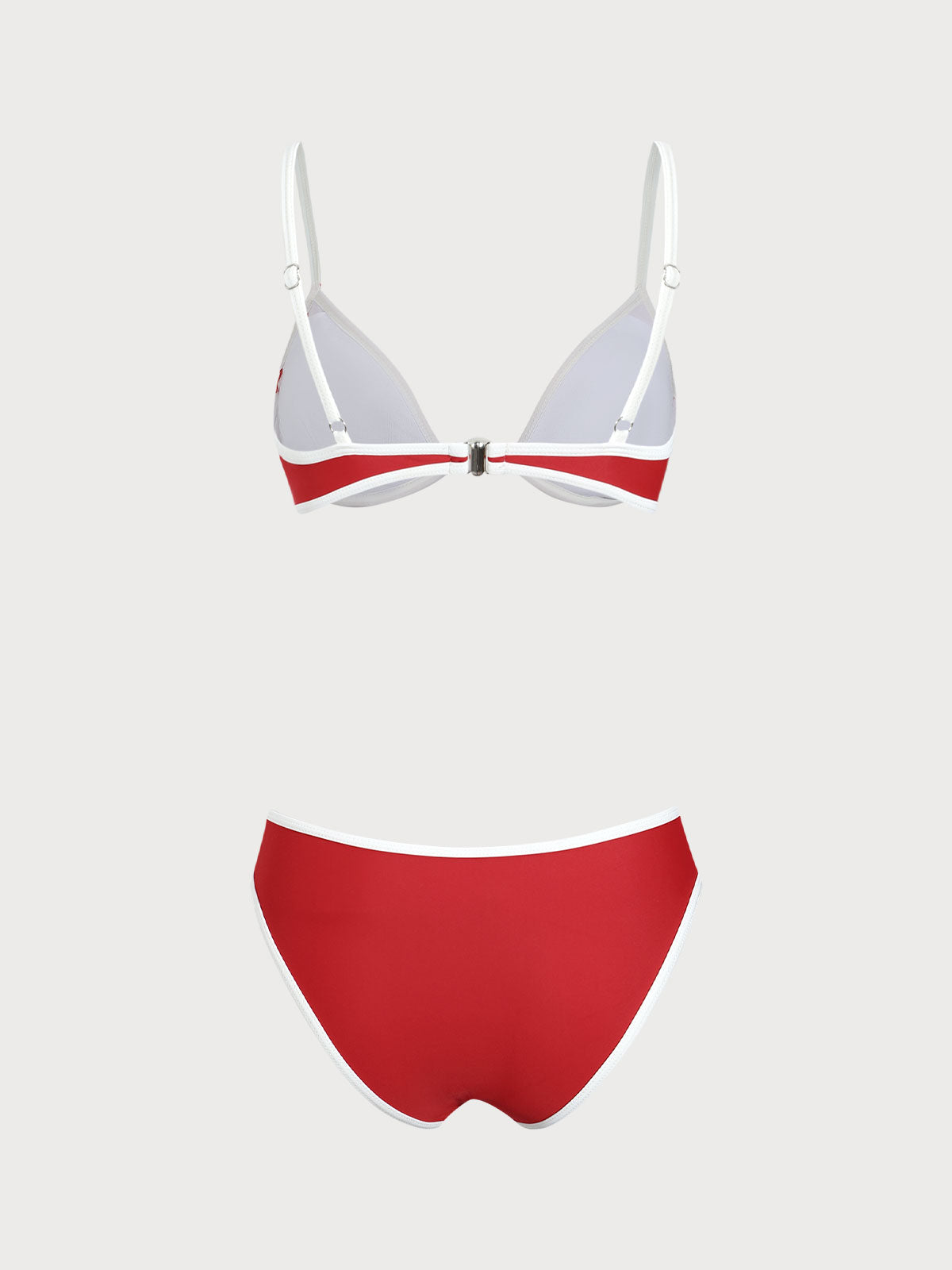 Red Contrast Underwire Bikini Set