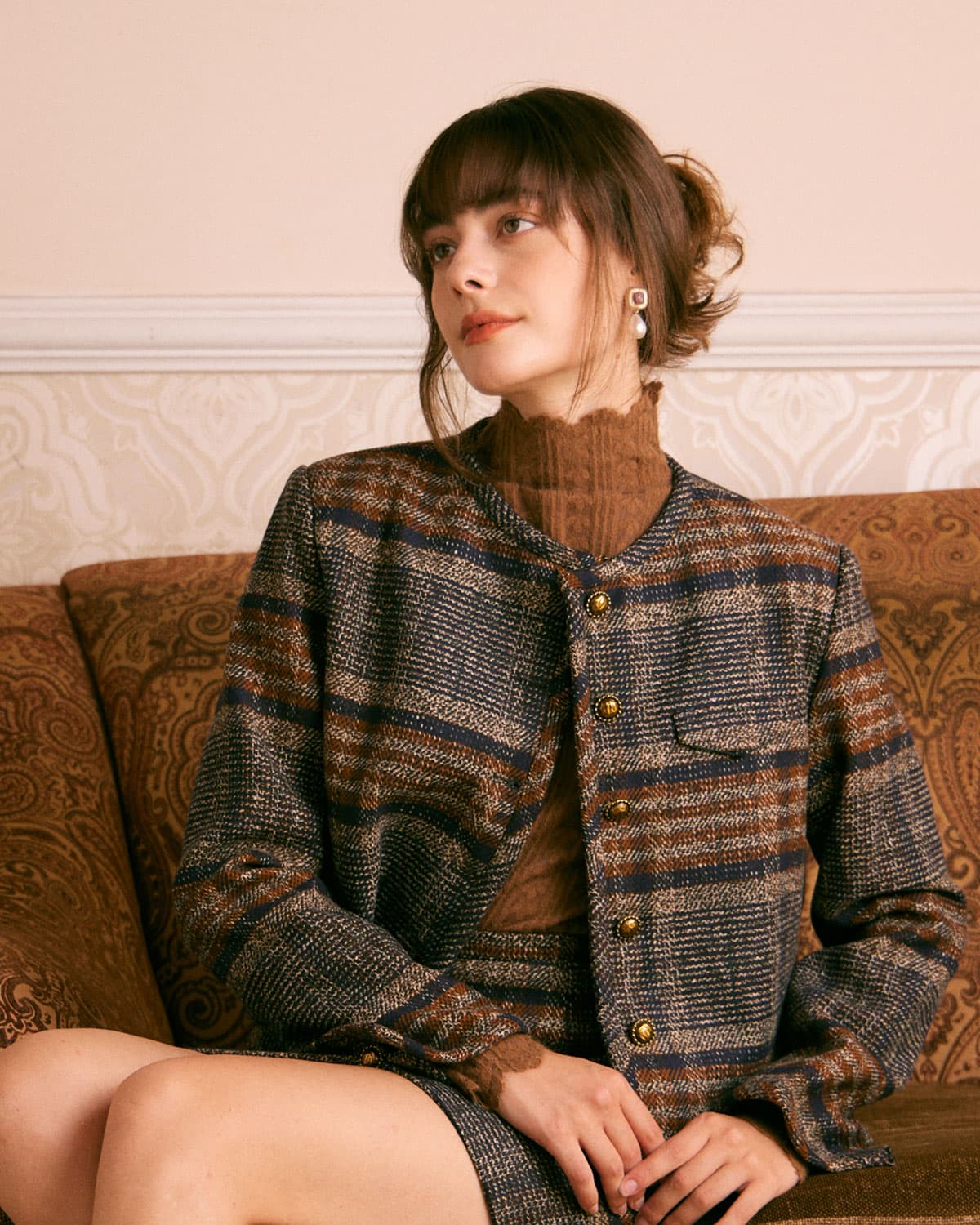 The Brown Striped Single Breasted Jacket