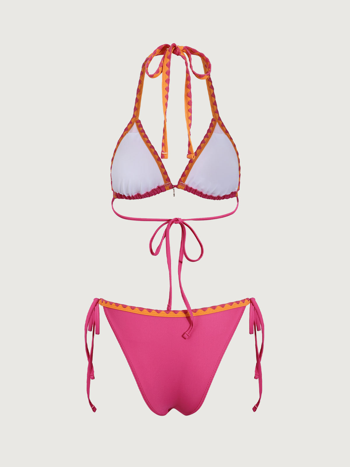 Pink Contrasting Knot Bikini Set