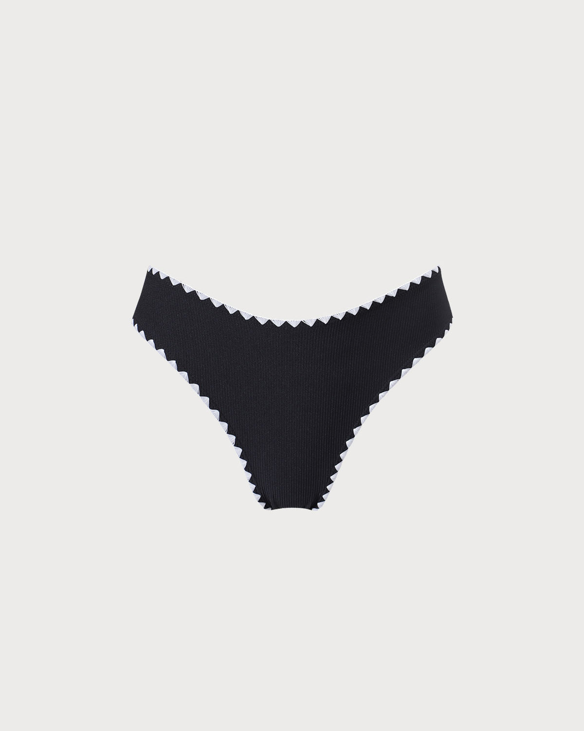 The Black Contrast Ribbed Bikini Bottom