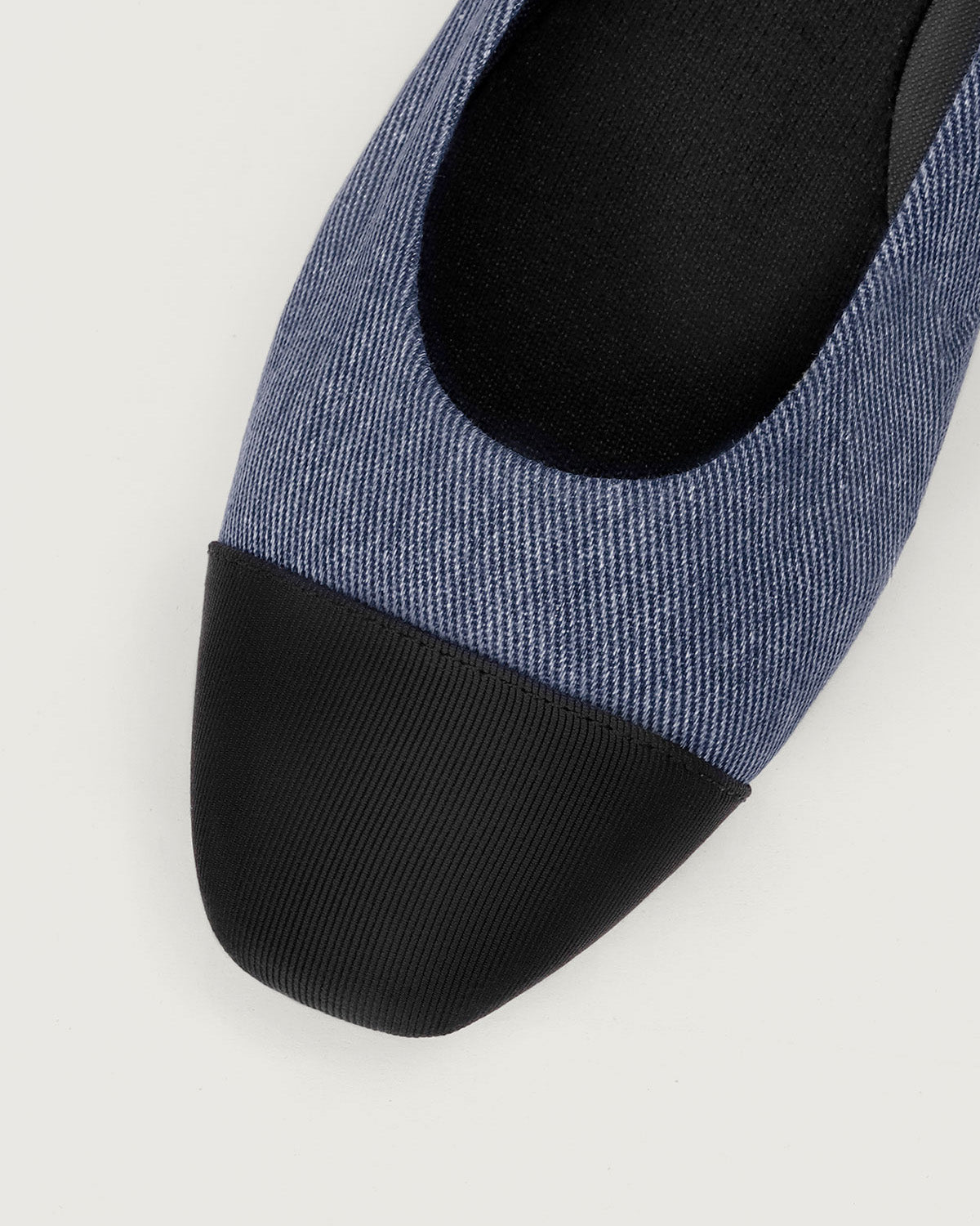 Enfiis Blue Twill Denim Square Toe Ballet Flats