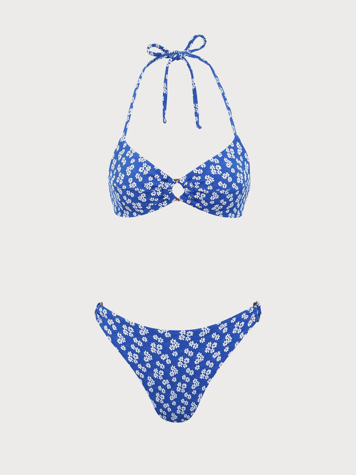 Blue Floral Knot Bikini Set