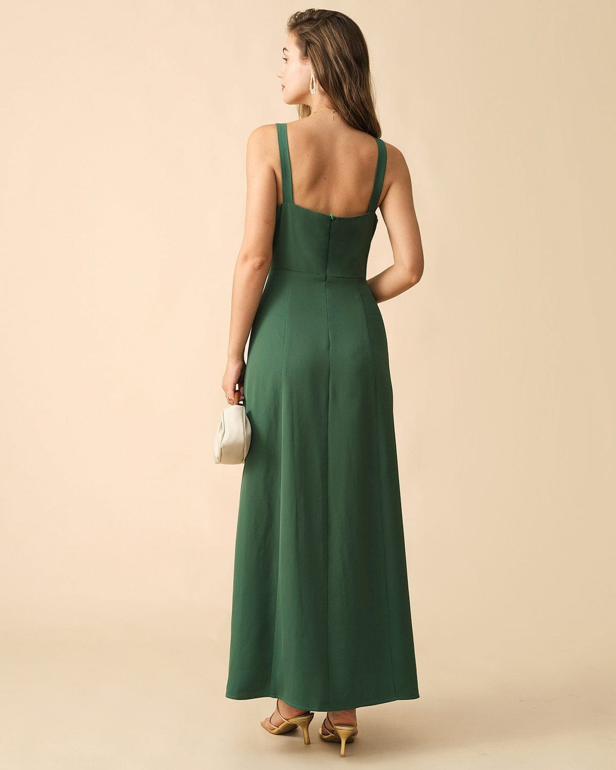 The Solid Color Side Slit Maxi Dress