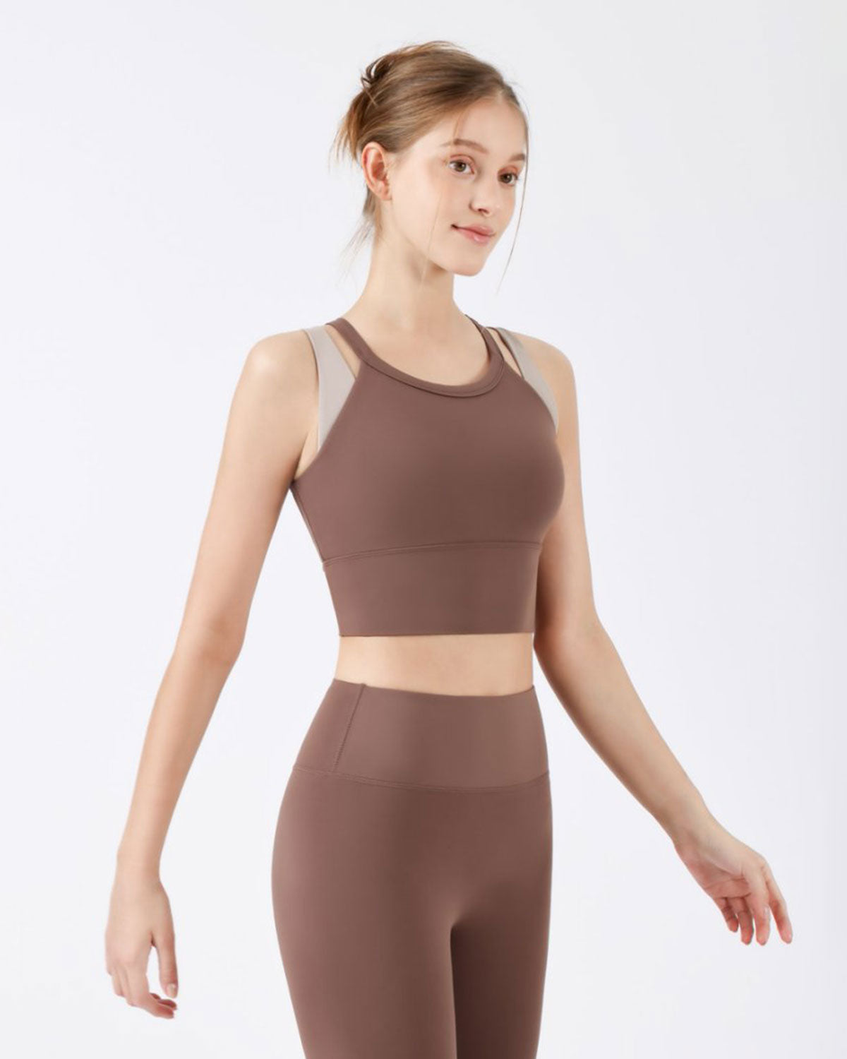 Coffee X-Cross Yoga Camis - Light Support