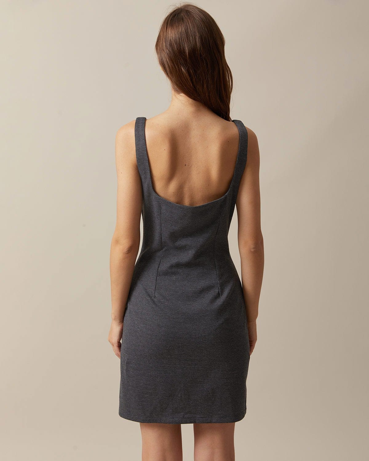 The Black Square Neck Sleeveless Mini Dress