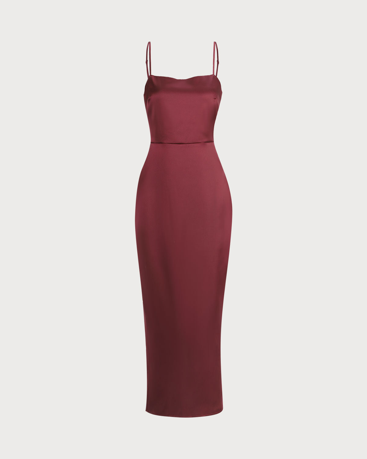 The Red Back Slit Satin Sling Maxi Dress