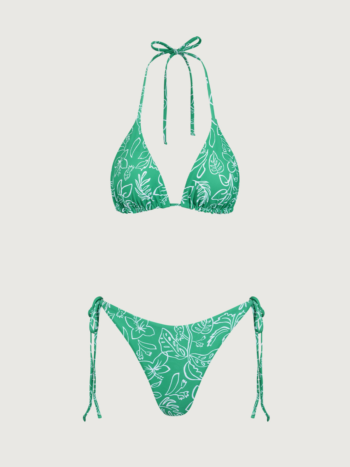 Green Flower Floral Bikini Set