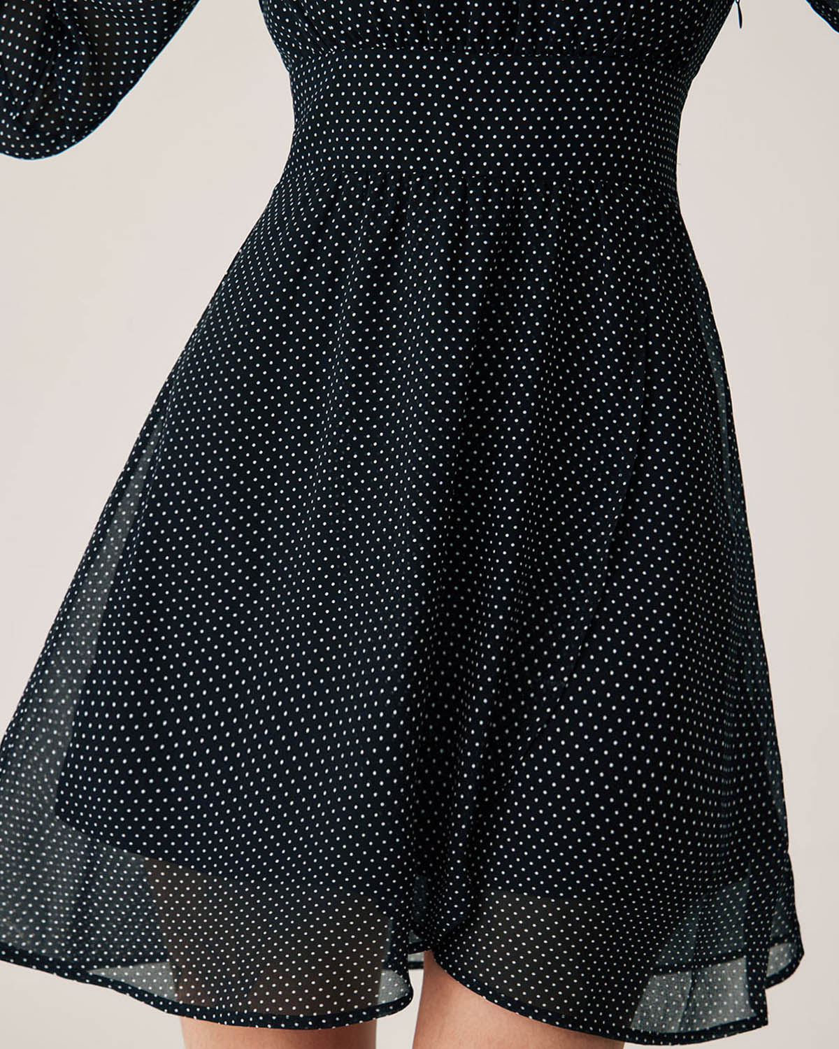 Black Polka Dot Boat Neck Mini Dress