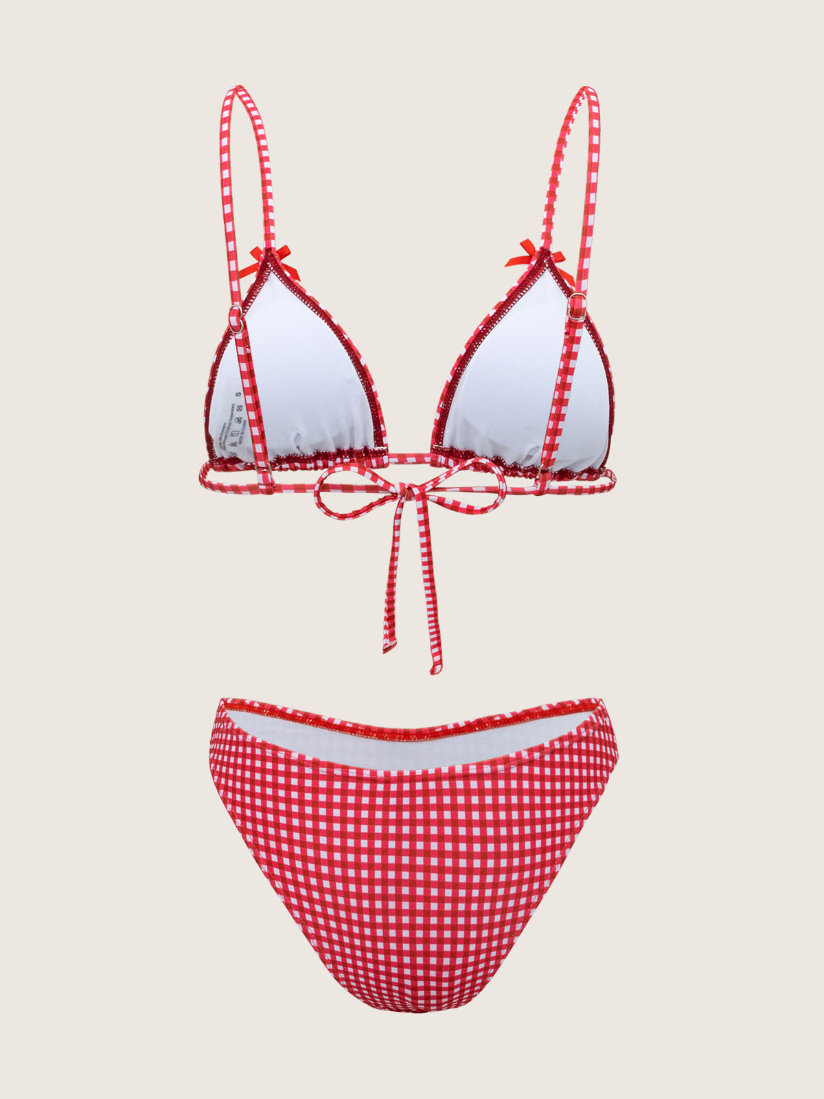 Red Plaid knot Bikini Set