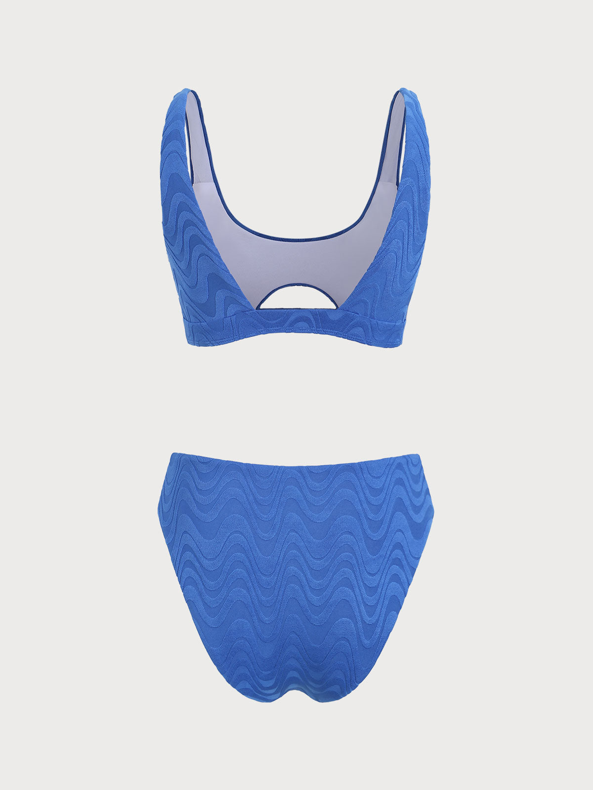 Blue Textured Cutout Bikini Set