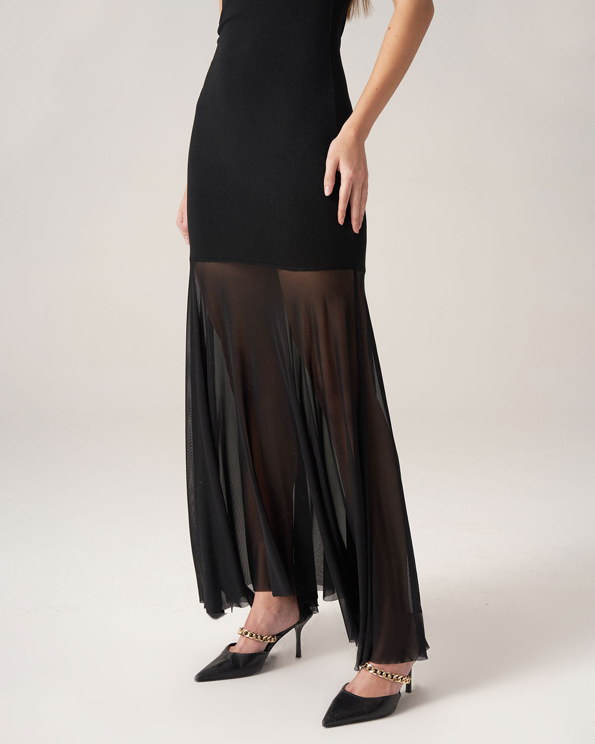 Bettydress Black Mock Neck Bodycon Maxi Dress