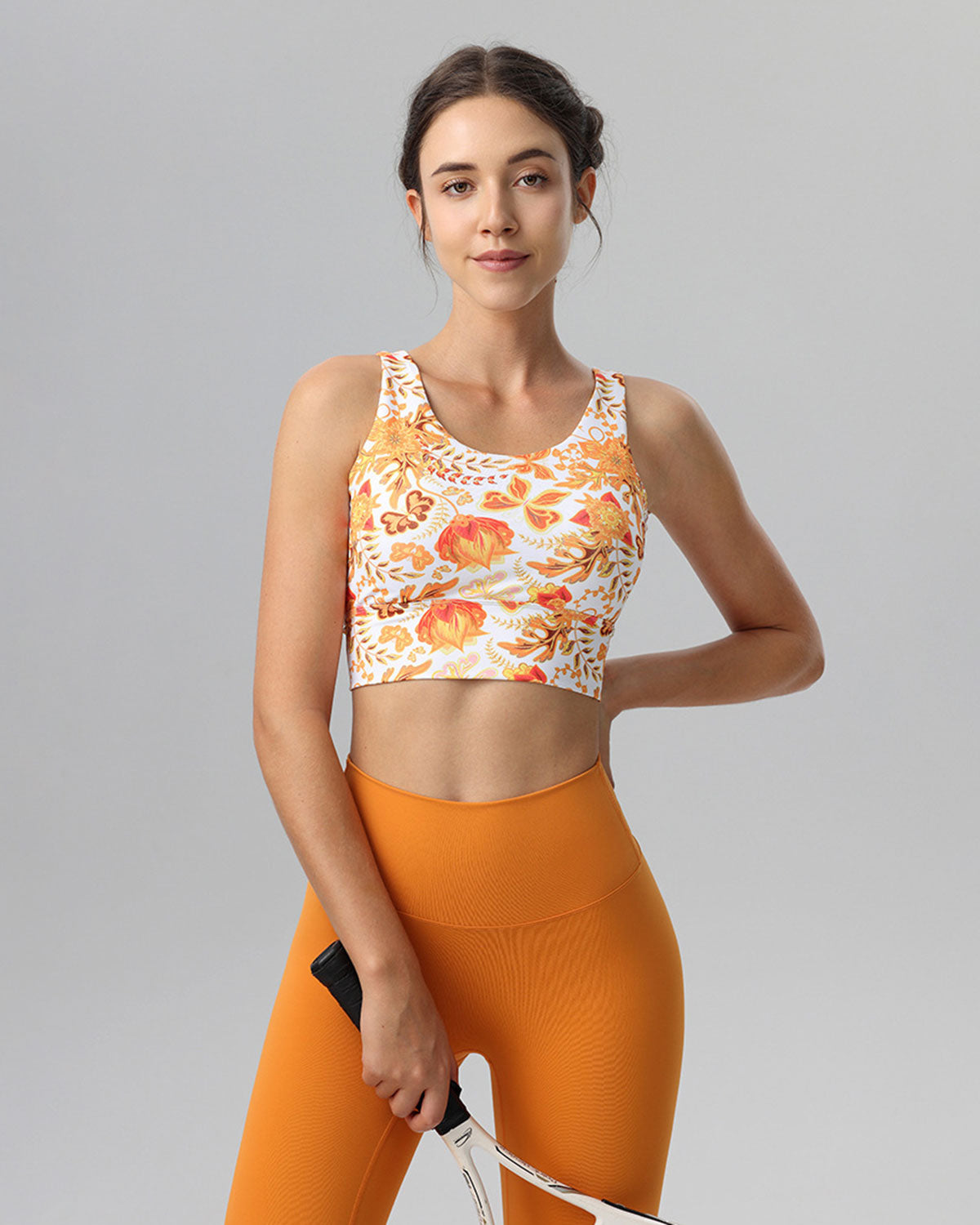 Orange V-shape Tank Top - Light Support