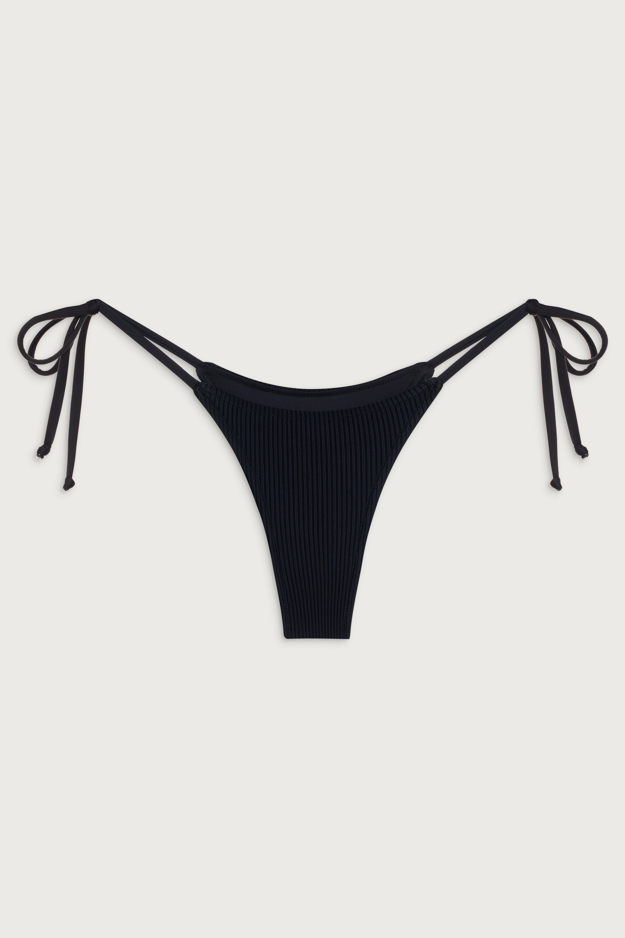 Divine Ribbed Skimpy Bikini Bottom - Black