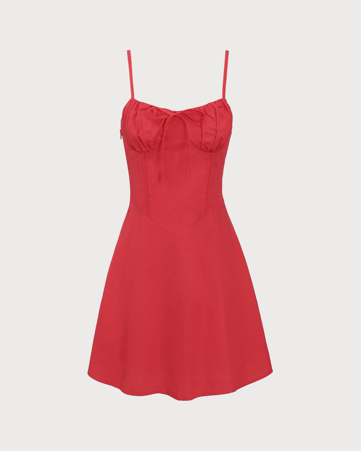 Red Ruched Slip Mini Dress