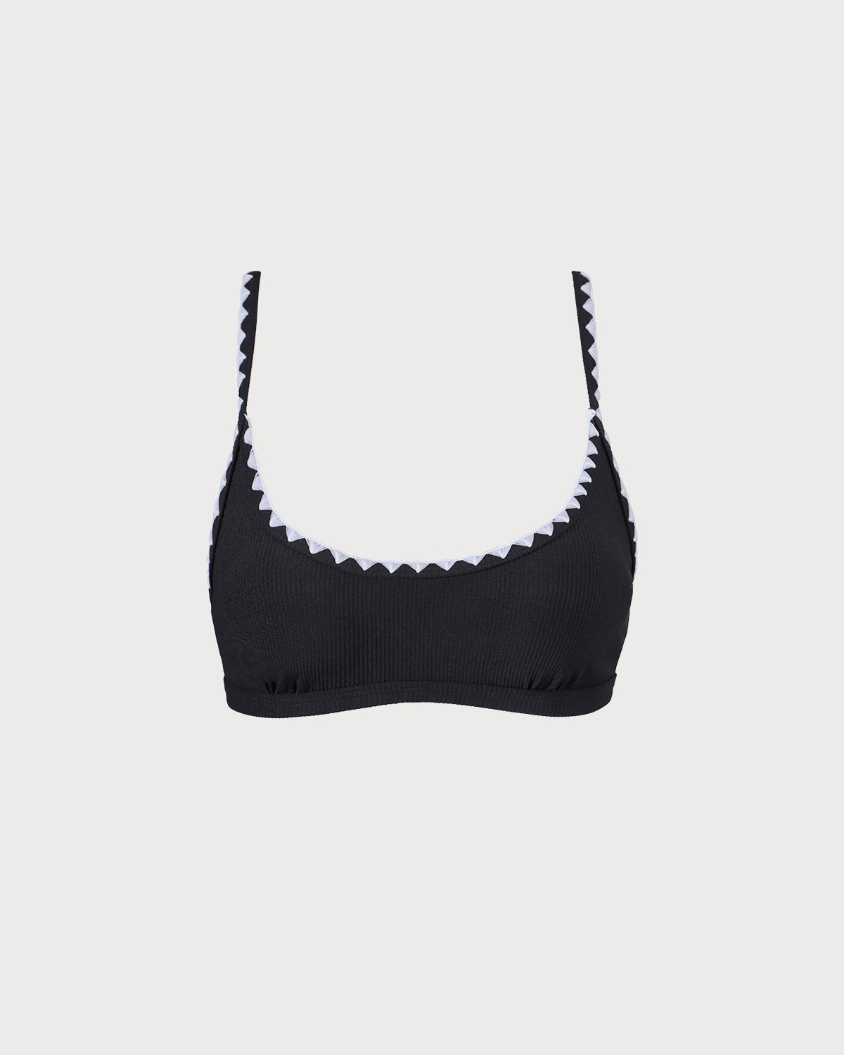 The Black Contrast Ribbed Bikini Top