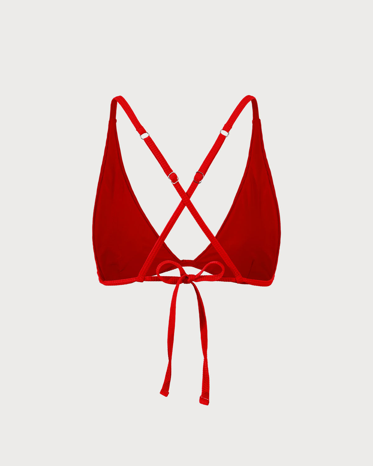 The Red Ribbed Cross Back Bikini Top