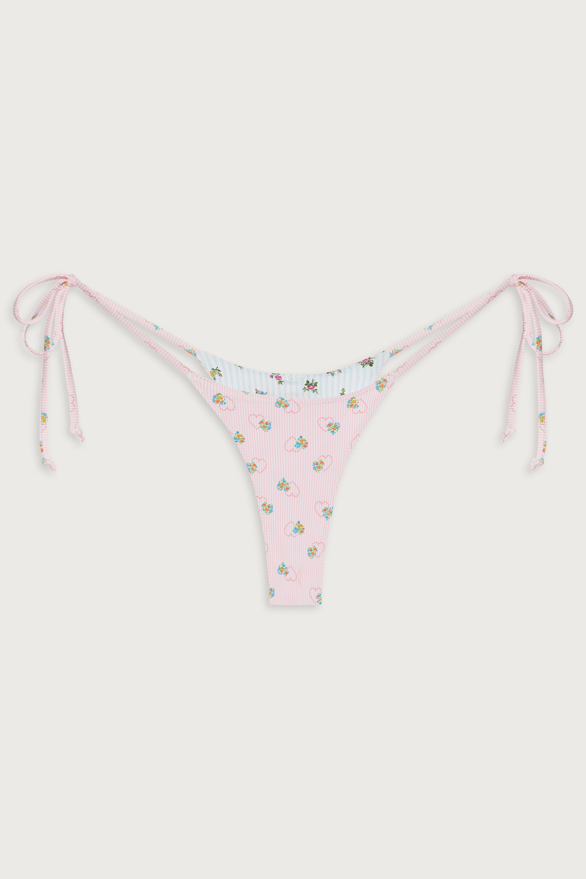 Divine Reversible Skimpy Bikini Bottom - Sweetheart Stripe