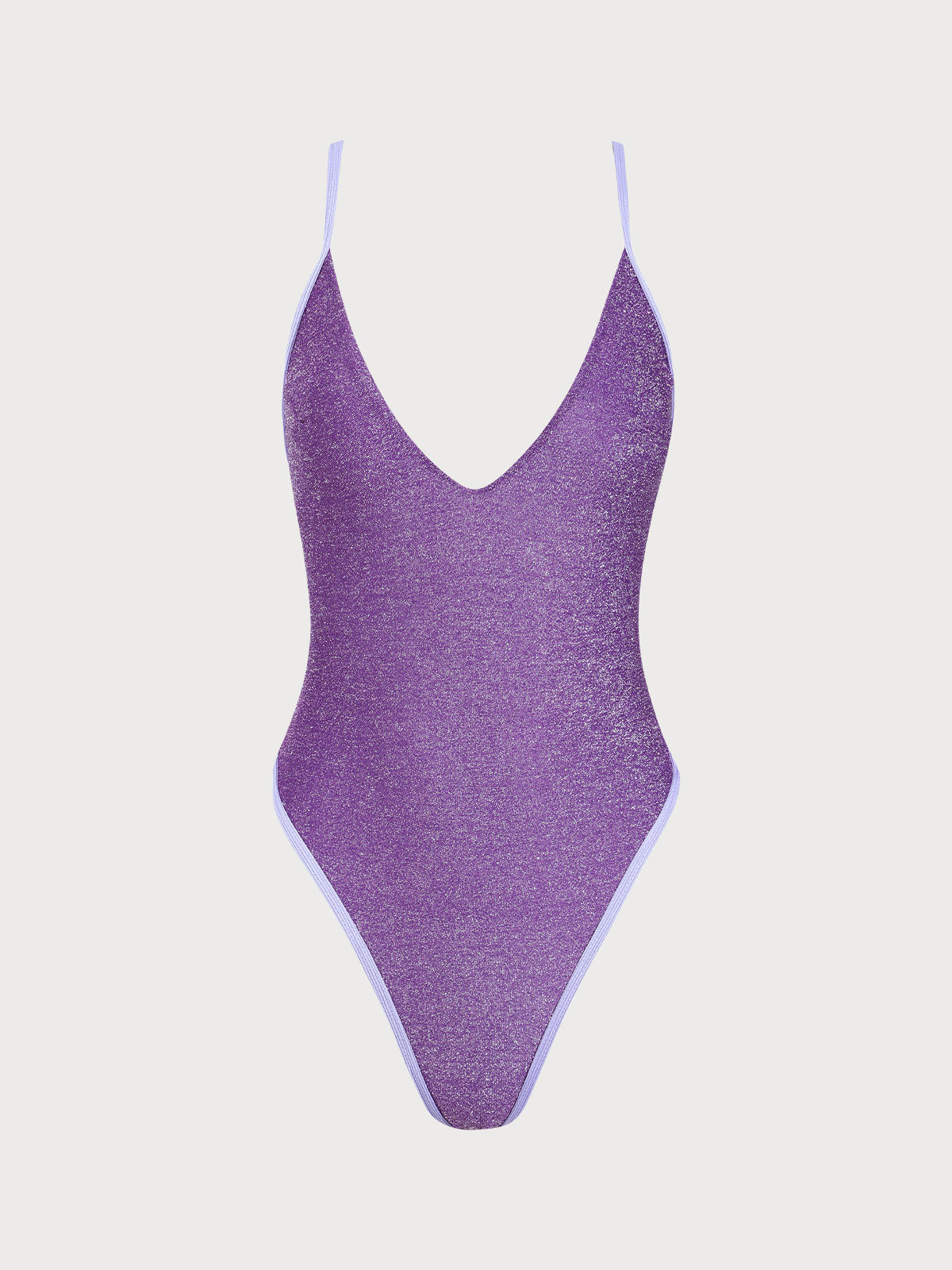 Purple Lurex Backless One-Piece Swimsuit